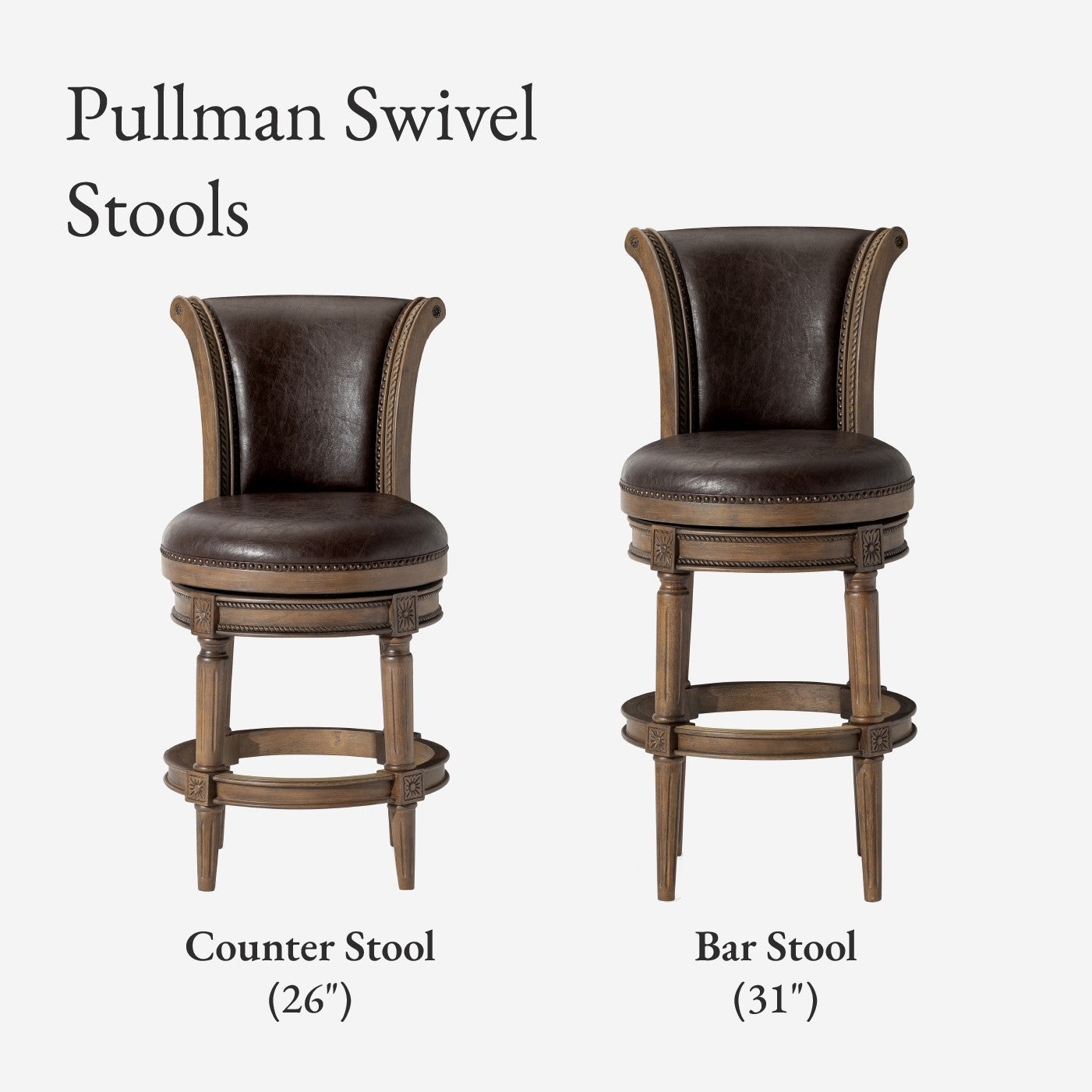 Pullman Bar Stool in Brown Finish with Brown Faux Leather in Stools by Maven Lane