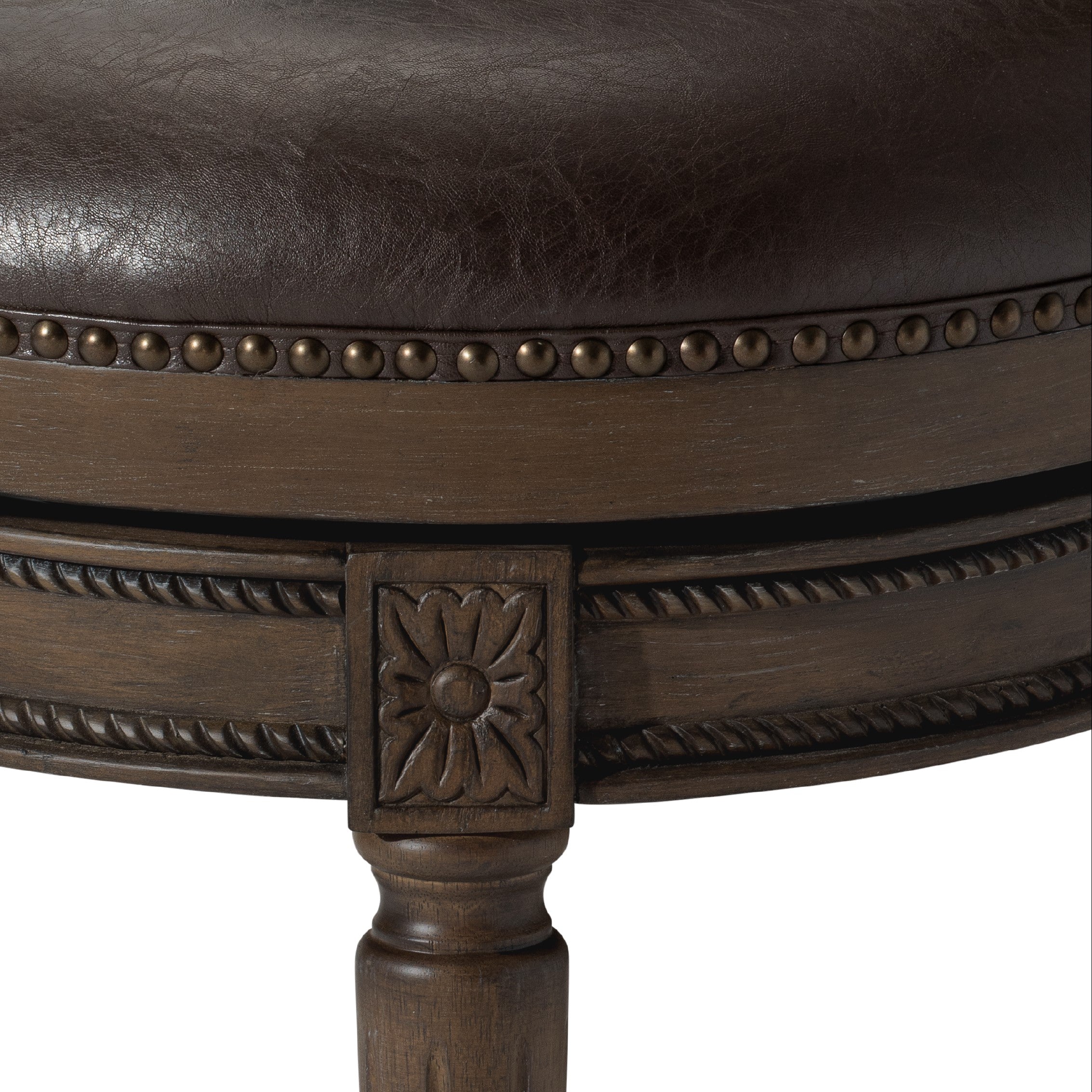26" Pullman Counter Stool in Brown Finish with Brown Faux Leather in Stools by Maven Lane
