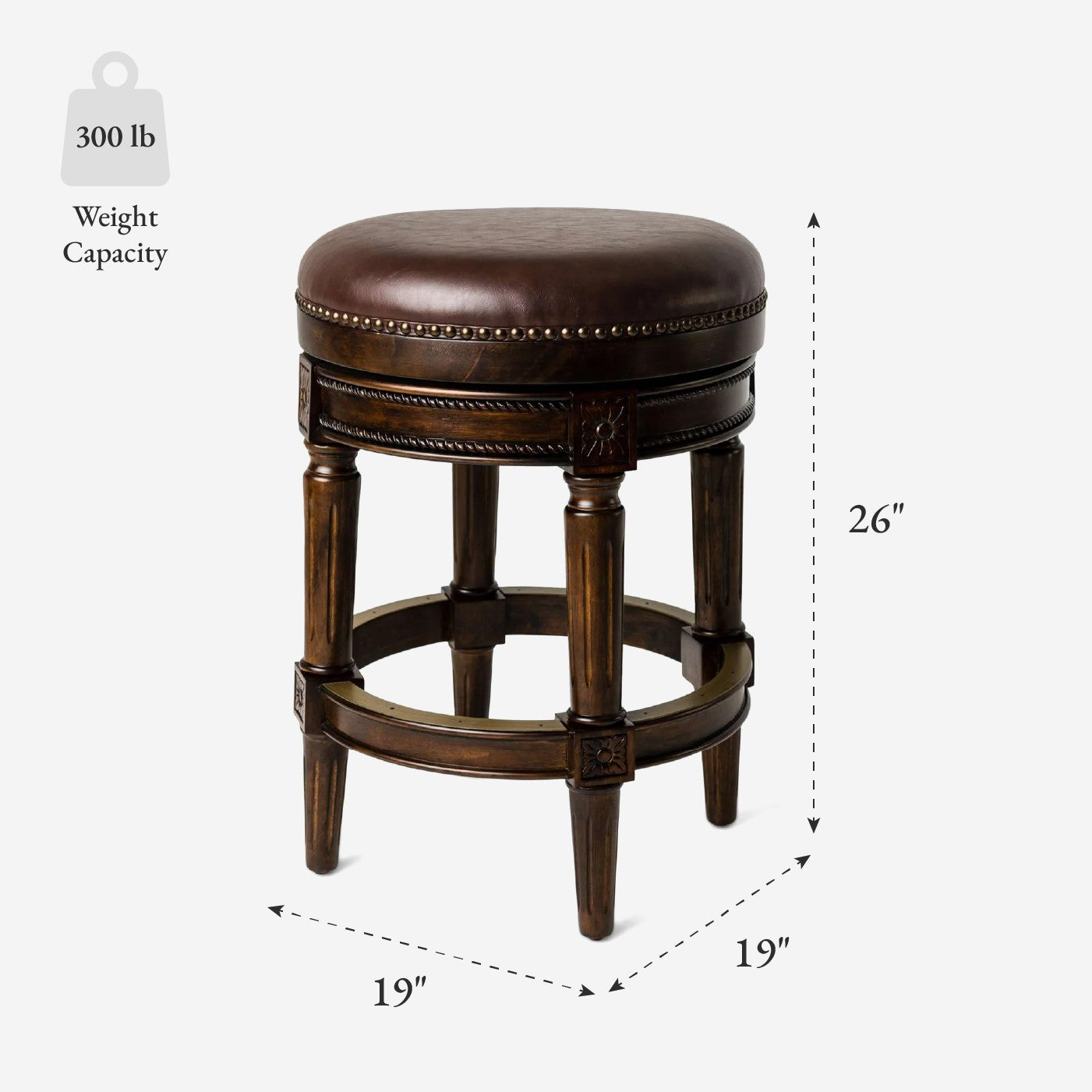 Pullman Backless Counter Stool in Dark Brown Finish with Brown Faux Leather in Stools by Maven Lane