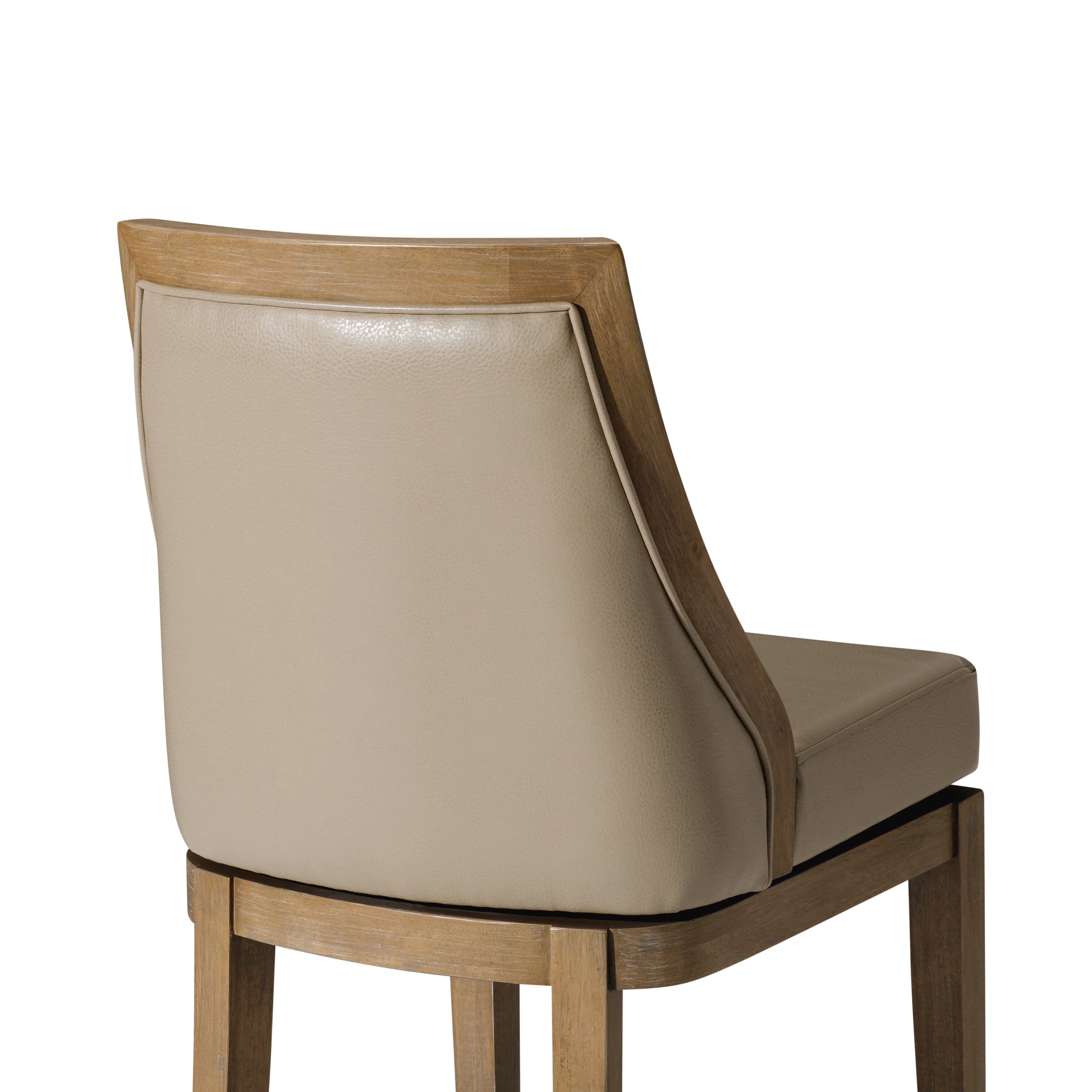 26" Vienna Swivel Counter Stool in Weathered Oak Finish with Avanti Bone Vegan Leather in Stools by Maven Lane