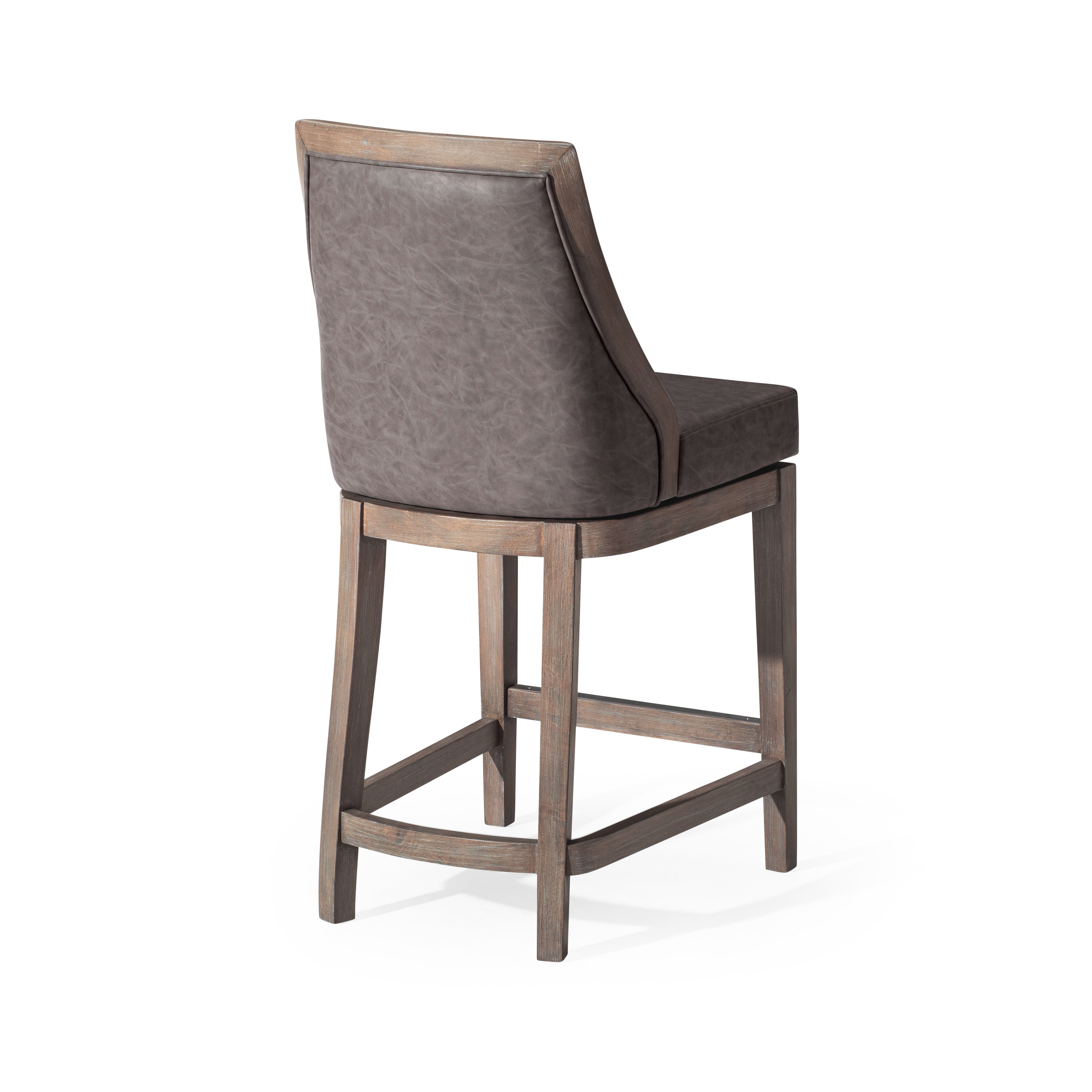 Vienna Swivel Counter Stool in Grey Finish with Grey Faux Leather in Stools by Maven Lane