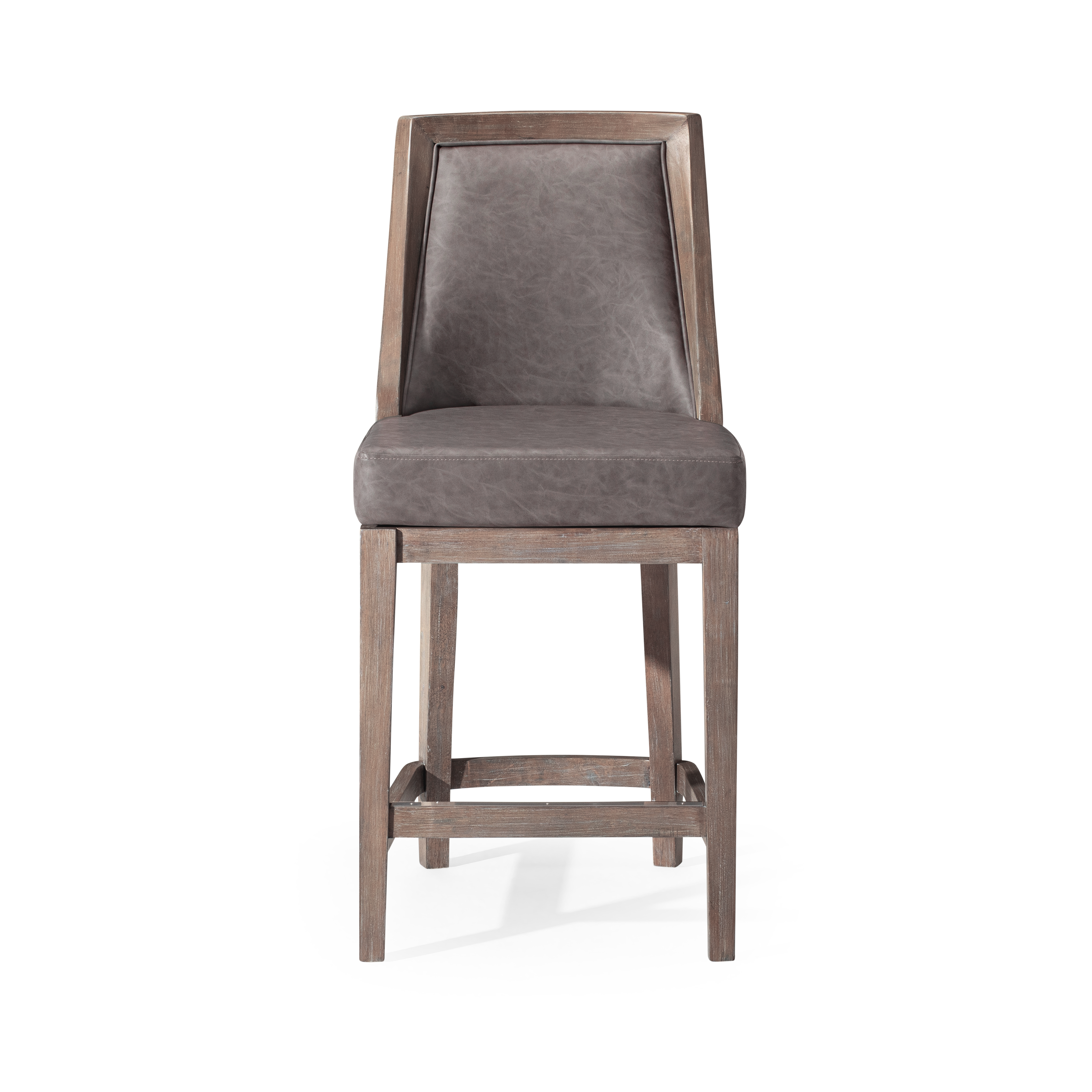 Vienna Swivel Counter Stool in Grey Finish with Grey Faux Leather in Stools by Maven Lane