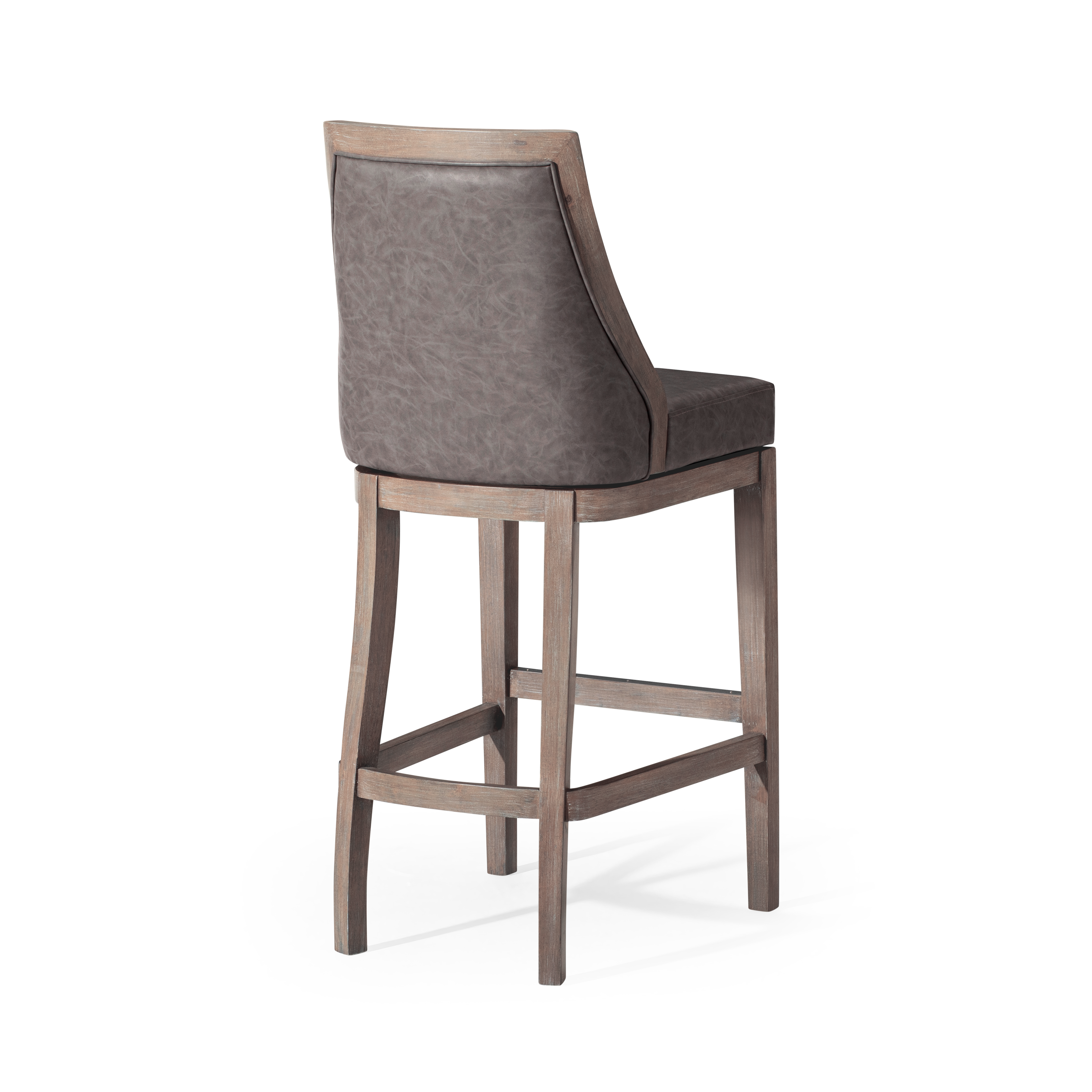 Vienna Swivel Bar Stool in Grey Finish with Grey Faux Leather in Stools by Maven Lane