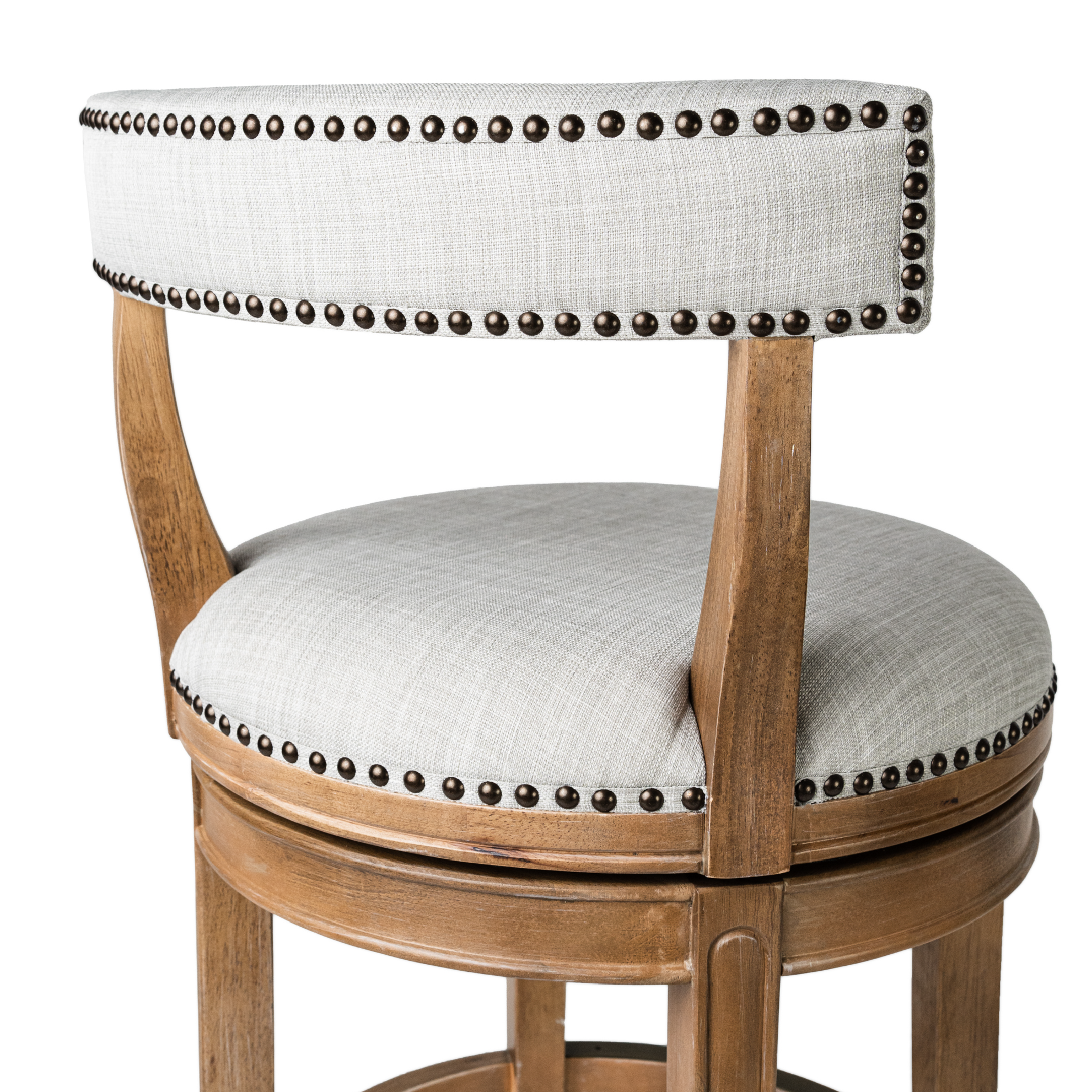 26" Alexander Counter Stool in Natural Finish with Light Grey Fabric Upholstery in Stools by Maven Lane