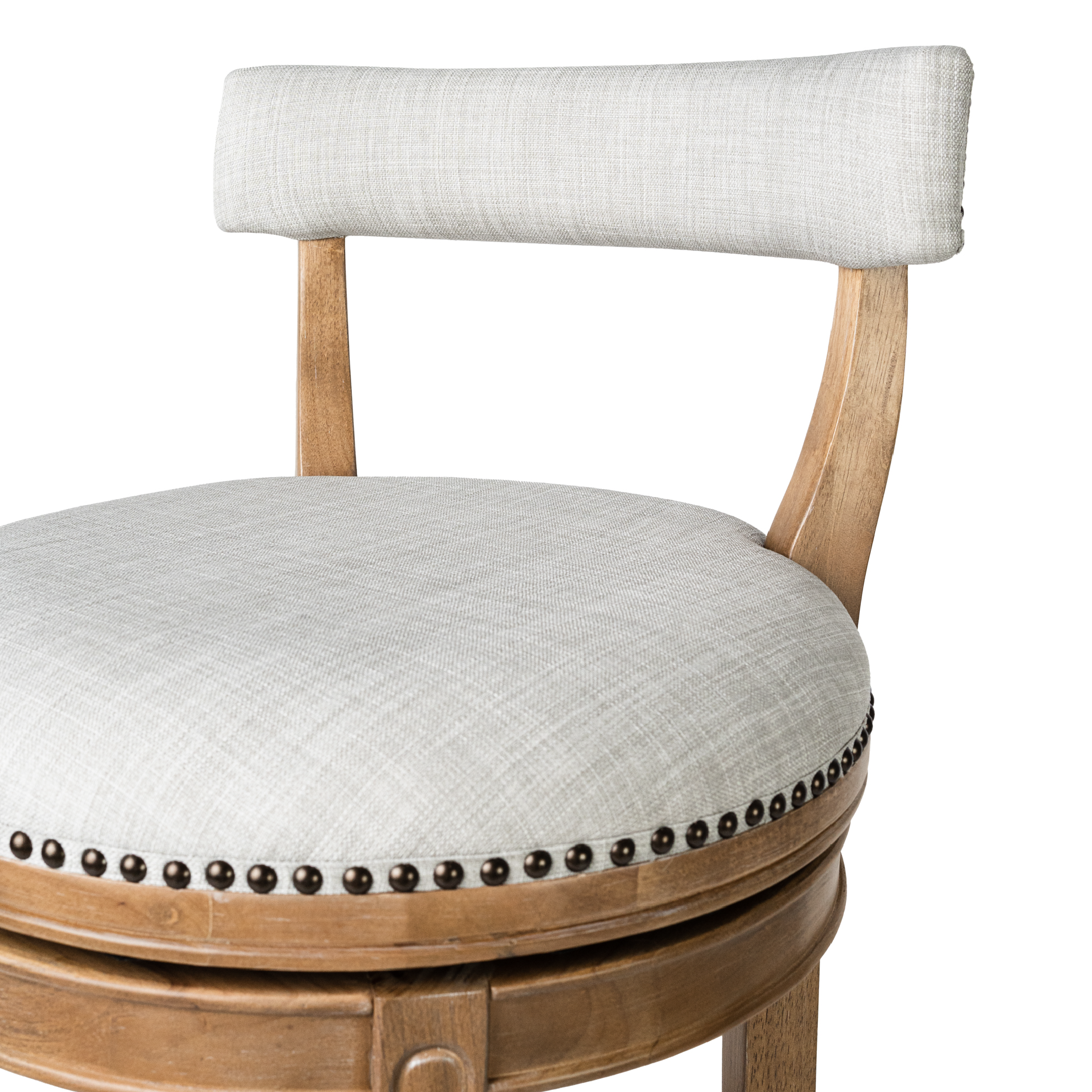 Alexander Bar Stool in Brown Finish with Natural Fabric Upholstery in Stools by Maven Lane