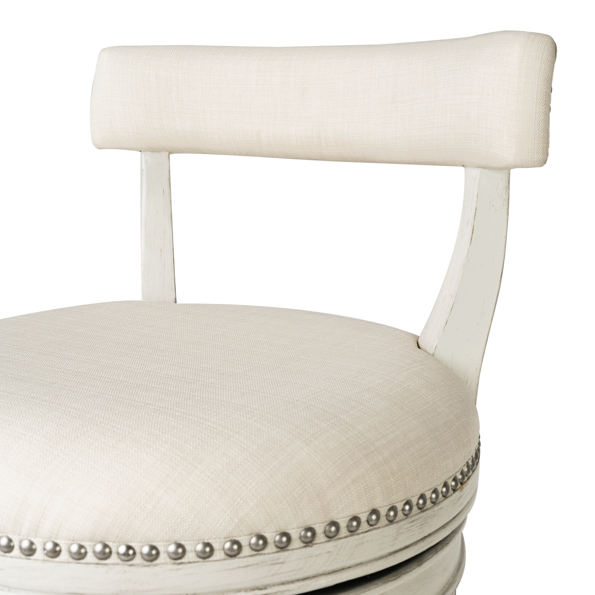 31" Alexander Bar Stool in Cream Finish with Natural Fabric Upholstery in Stools by Maven Lane