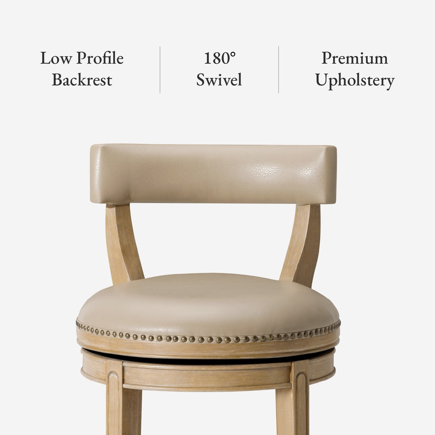 Alexander Counter Stool in Brown Finish with Beige Faux Leather Upholstery in Stools by Maven Lane