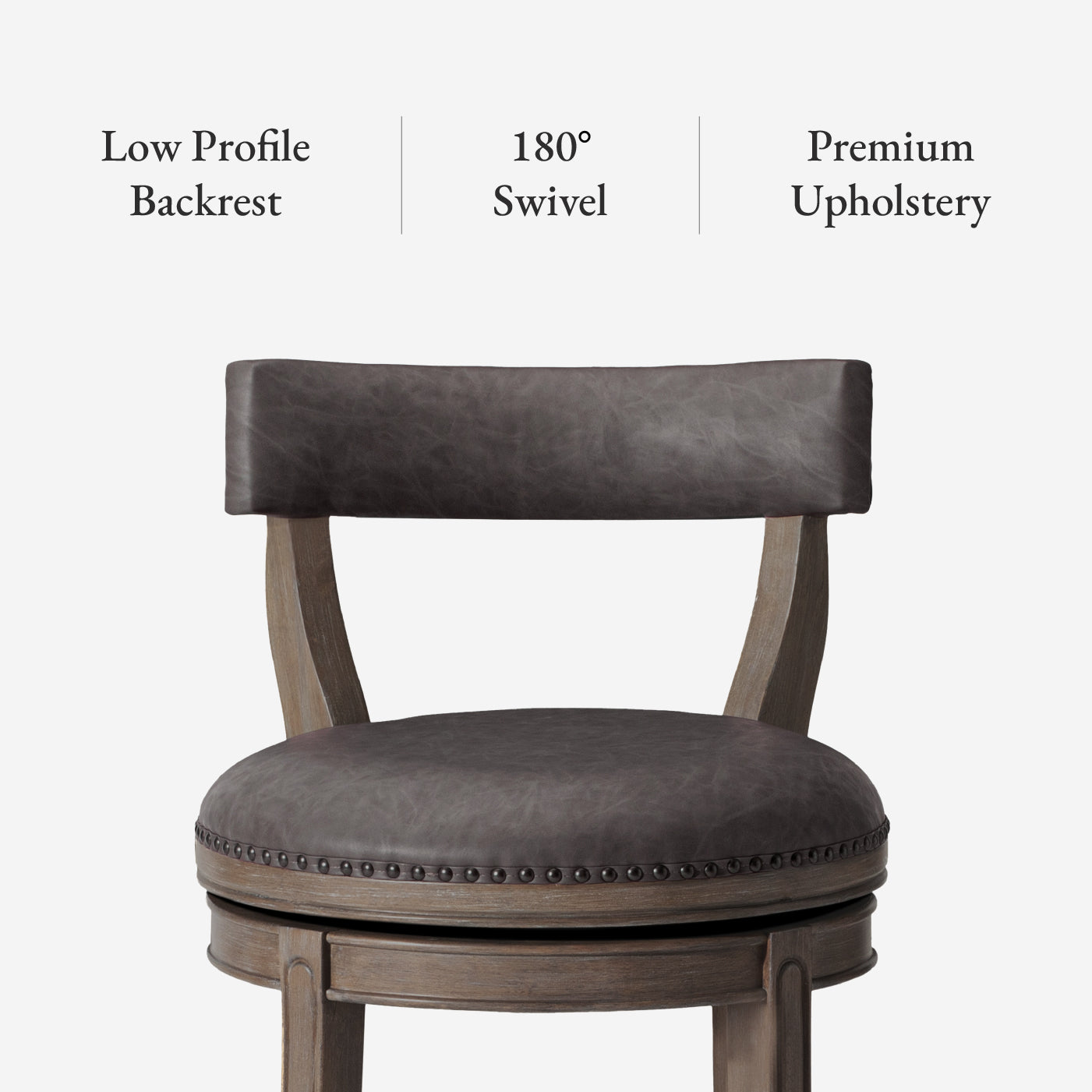 Alexander Bar Stool in Grey Finish with Grey Faux Leather Upholstery in Stools by Maven Lane