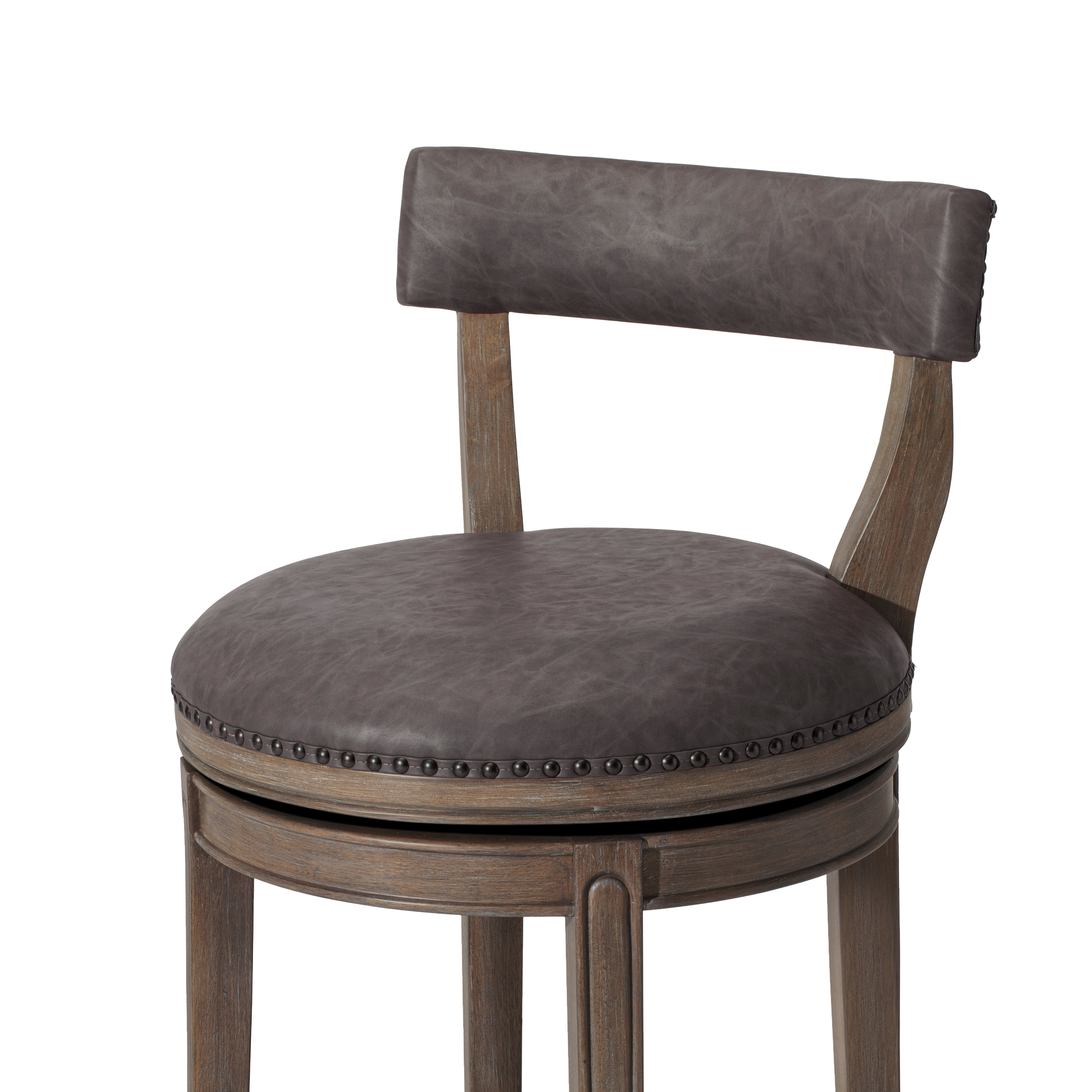 31" Alexander Bar Stool in Grey Finish with Grey Faux Leather Upholstery (Set of 4) in Stools by Maven Lane
