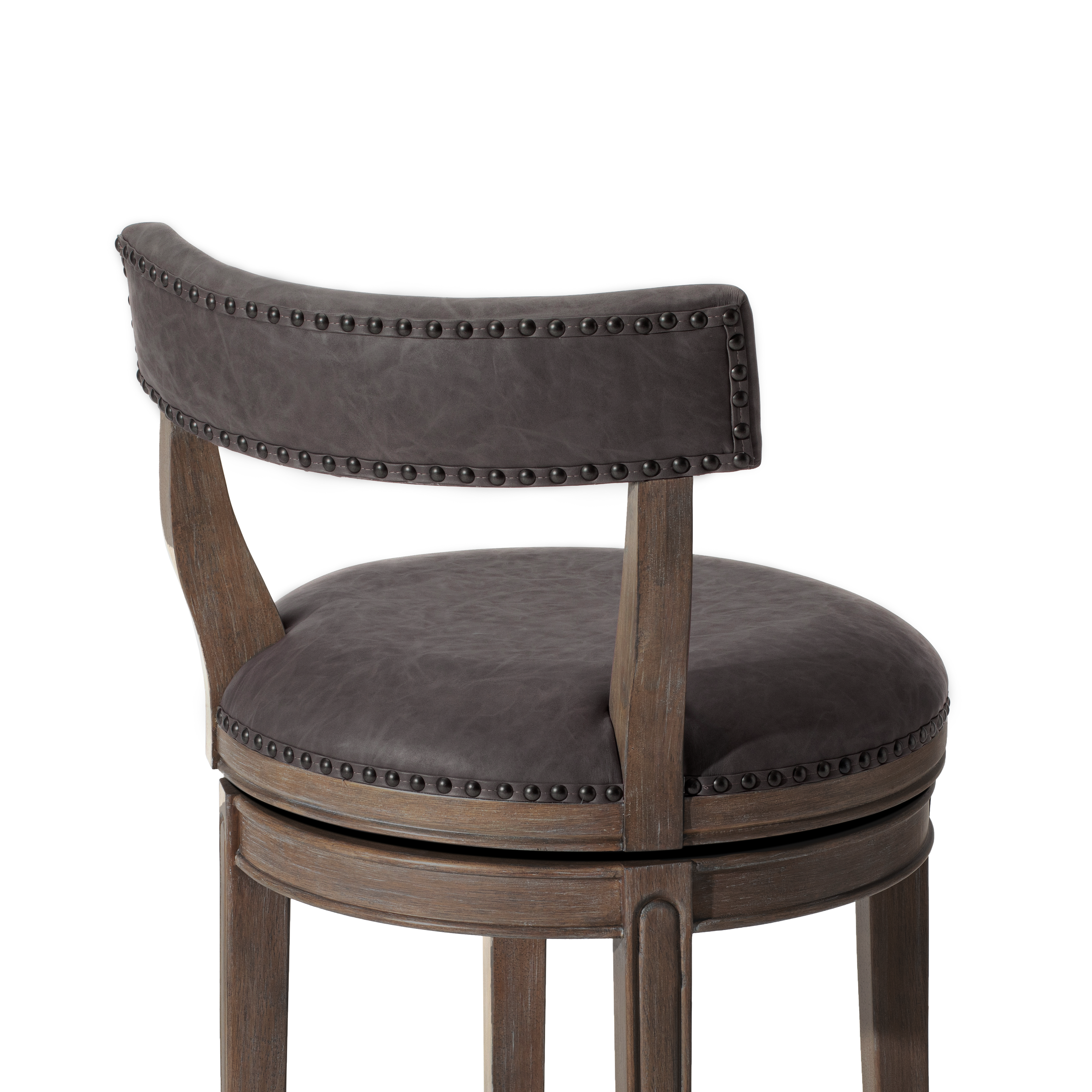 31" Alexander Bar Stool in Grey Finish with Grey Faux Leather Upholstery (Set of 4) in Stools by Maven Lane