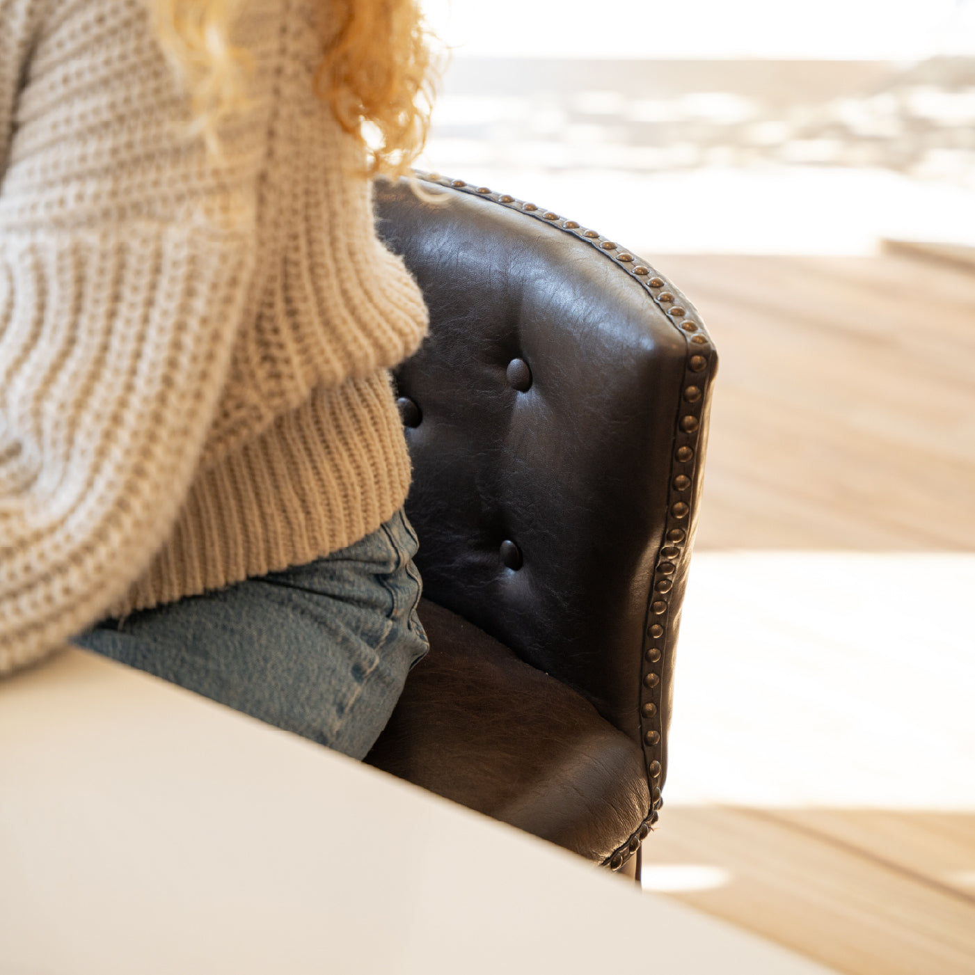 Hugo Counter Stool in Brown Finish with Dark Brown Faux Leather Upholstery in Stools by Maven Lane