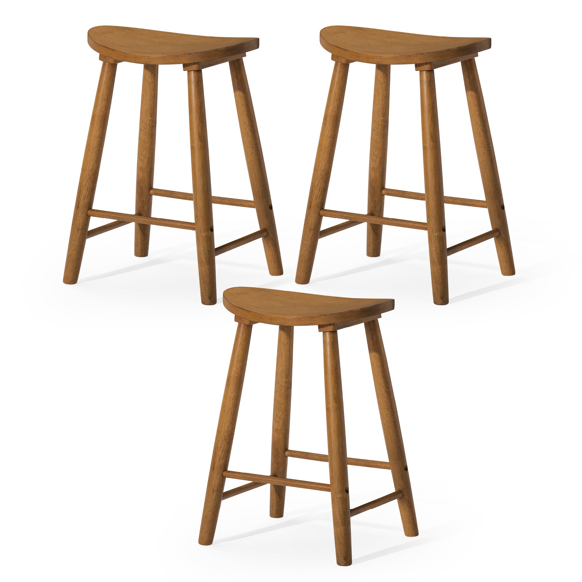 25" Luna Counter Stool in Light Brown Finish (Set of 3) in Stools by Maven Lane