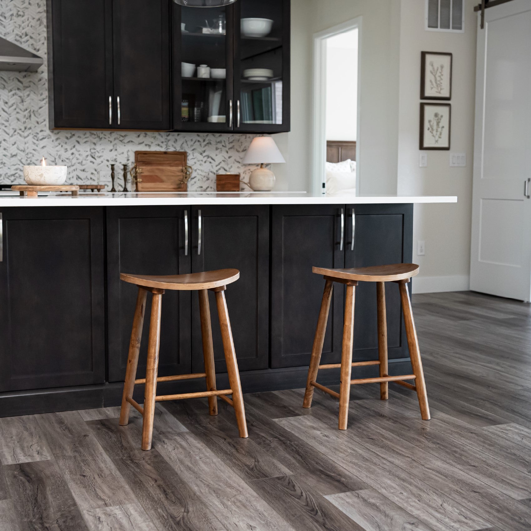 25" Luna Counter Stool in Light Brown Finish in Stools by Maven Lane