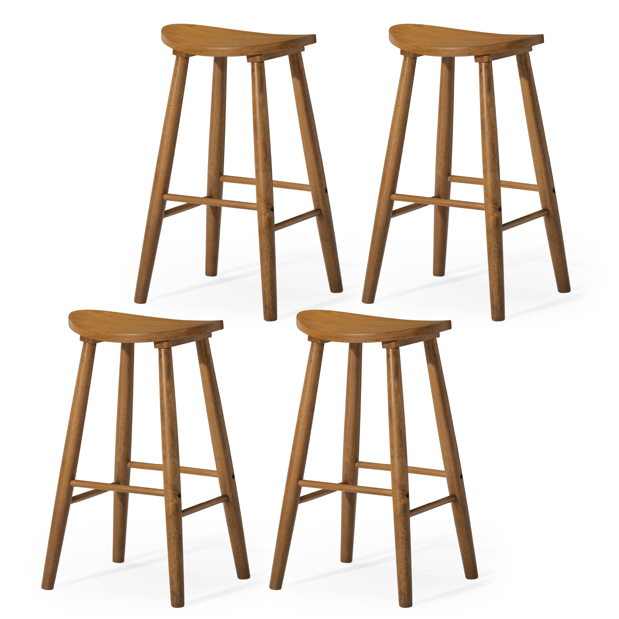 30" Luna Bar Stool in Light Brown Finish (Set of 4) in Stools by Maven Lane