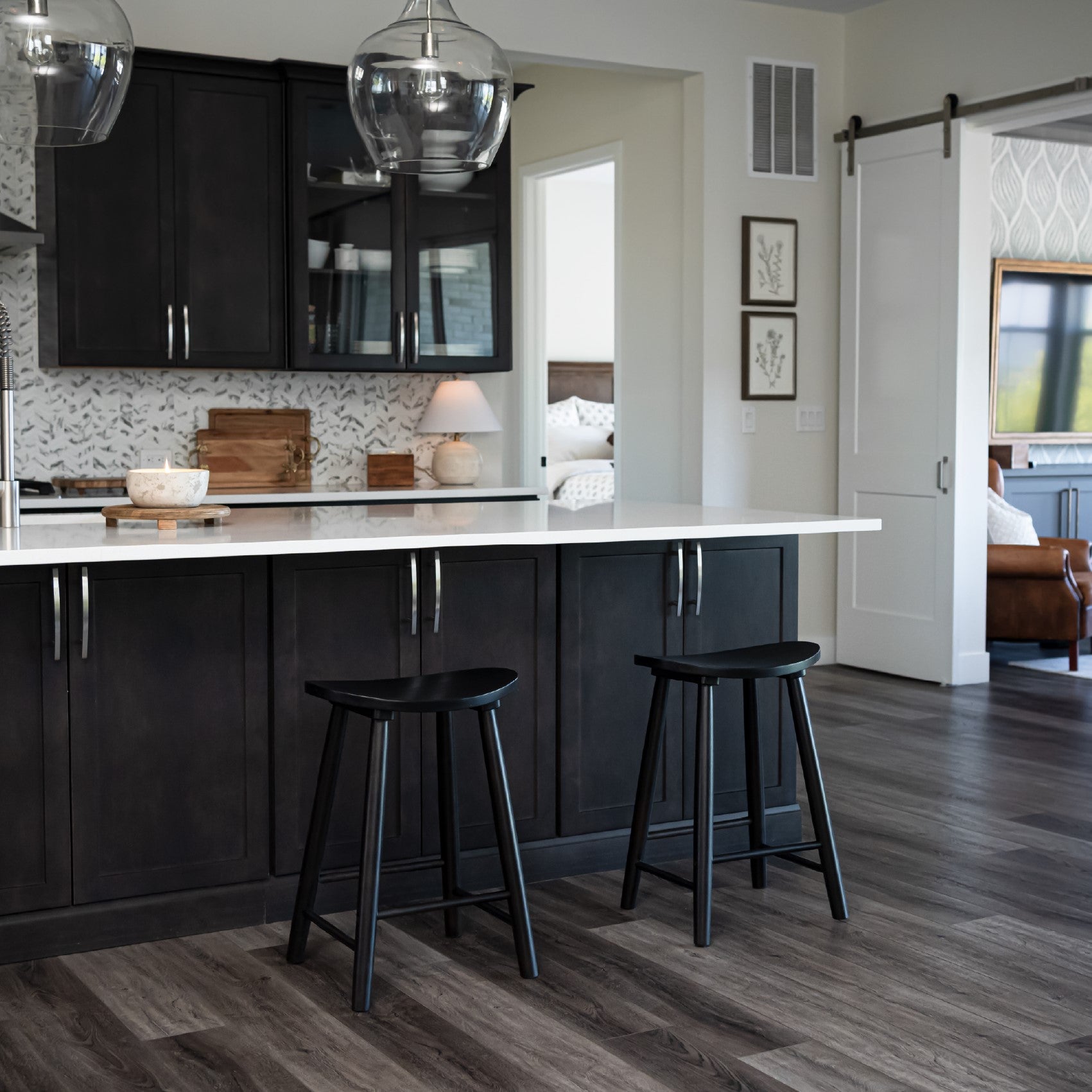 25" Luna Counter Stool in Black Finish