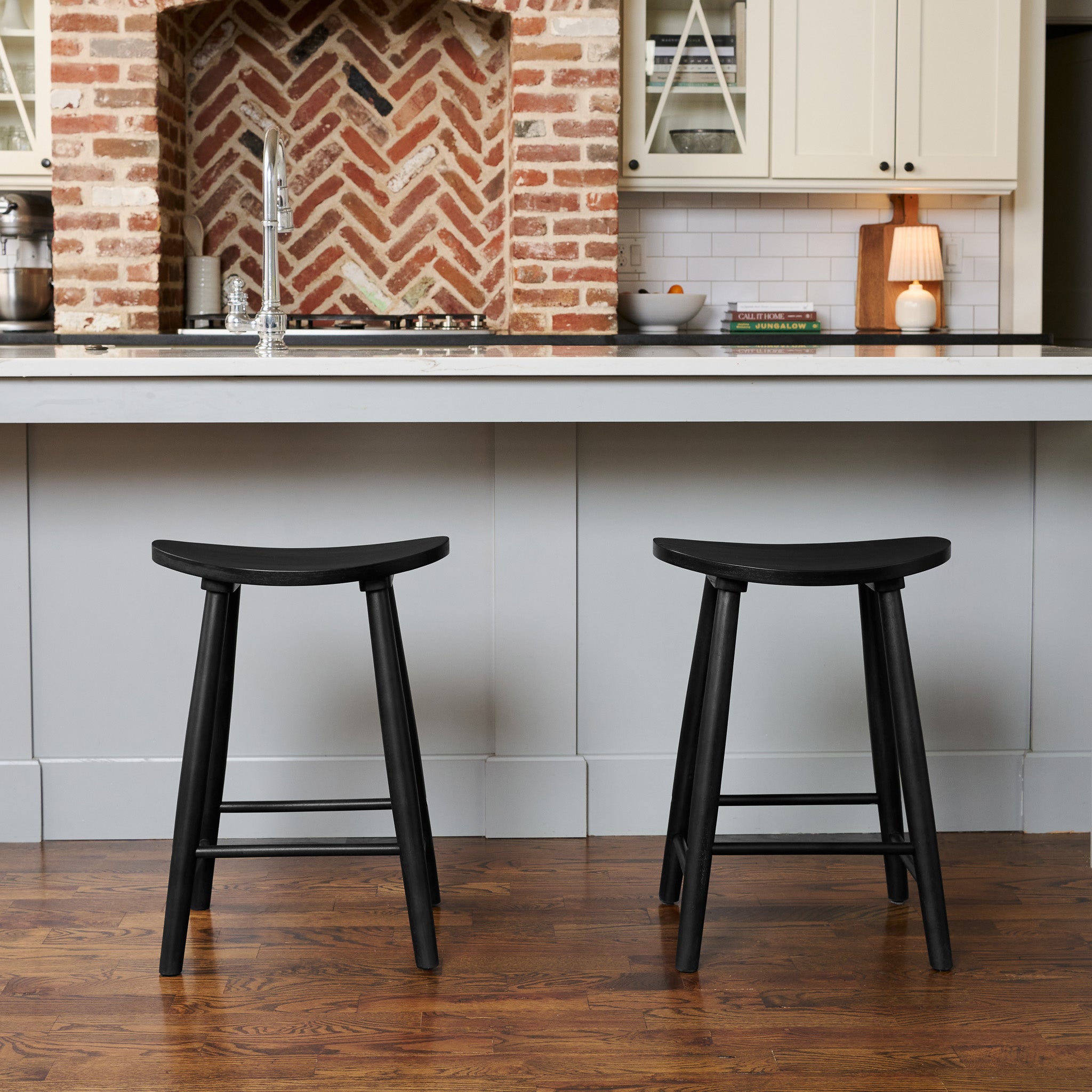 25" Luna Counter Stool in Black Finish (Set of 4) in Stools by Maven Lane
