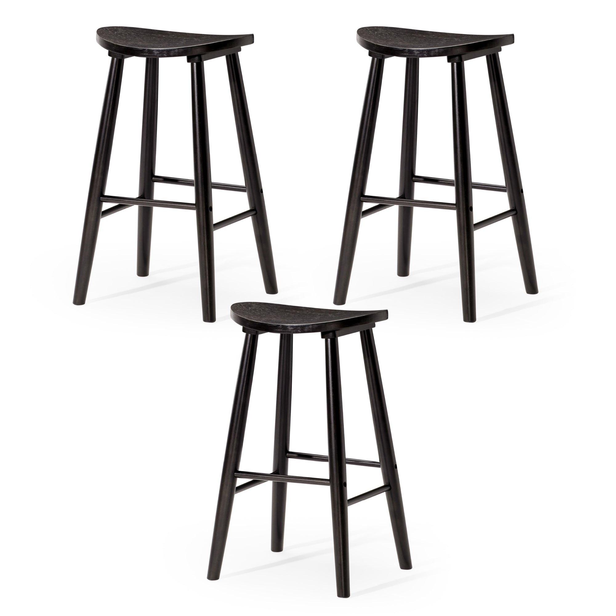 30" Luna Bar Stool in Black Finish (Set of 3) in Stools by Maven Lane
