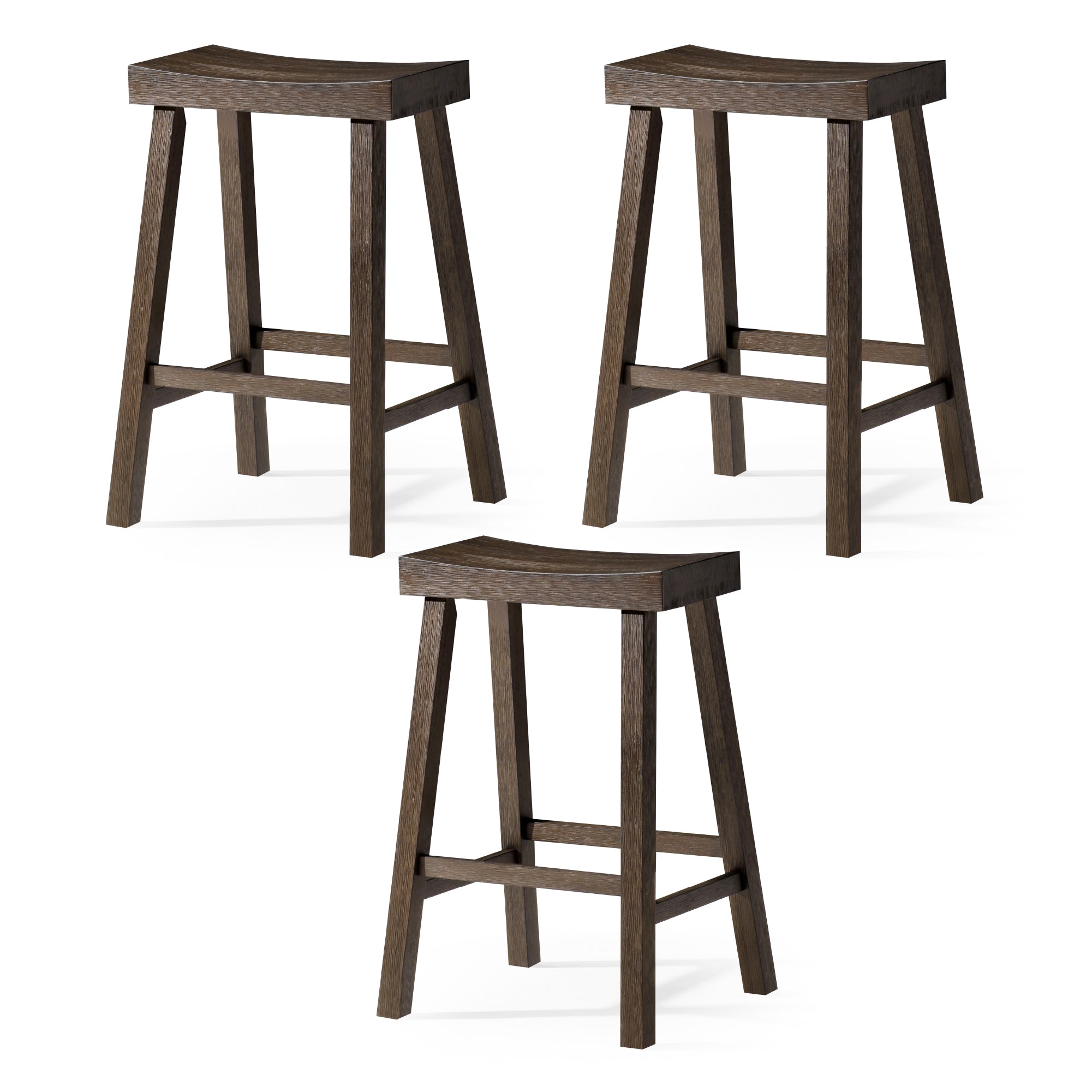 26" Vincent Counter Stool in Brown Finish (Set of 3) in Stools by Maven Lane