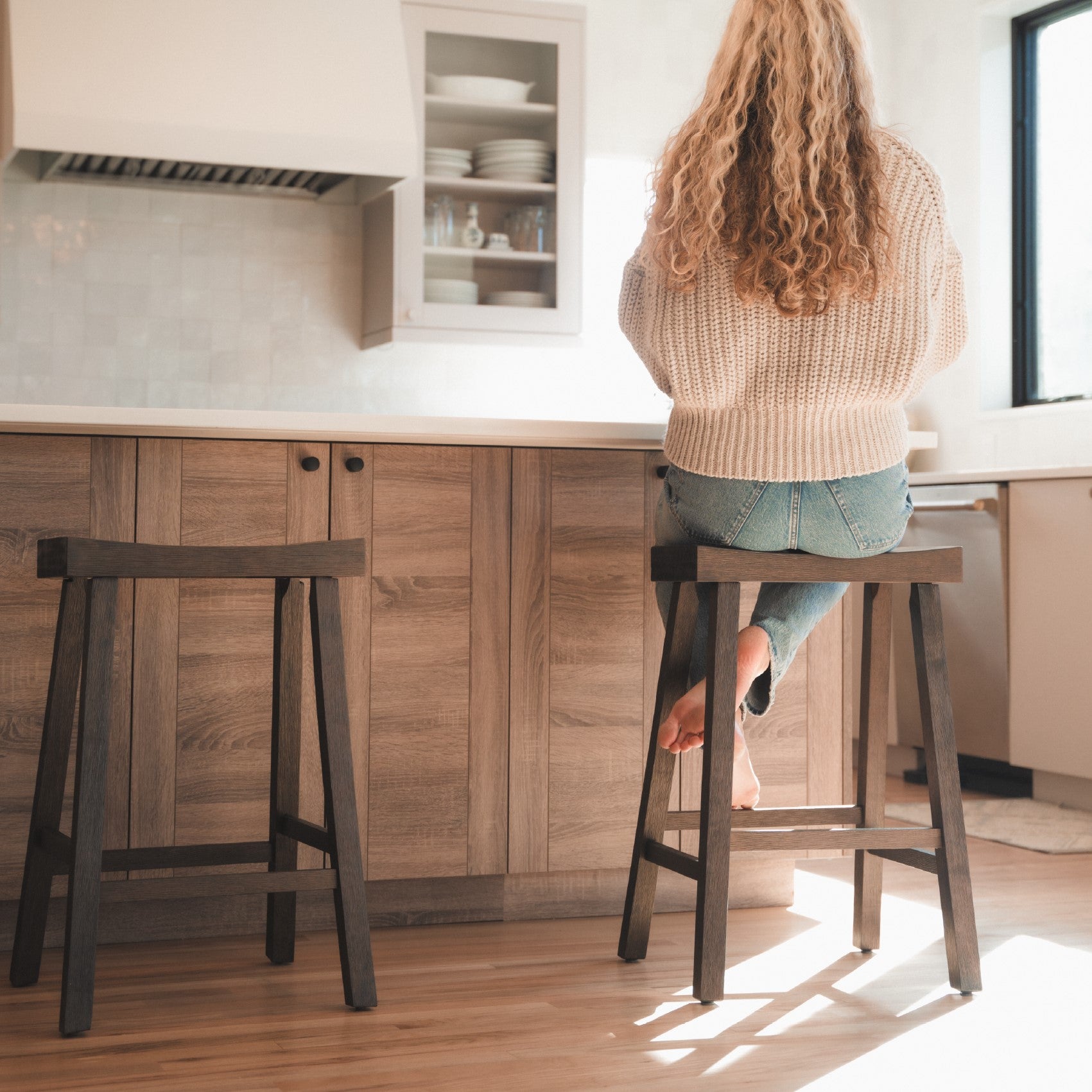 26" Vincent Counter Stool in Brown Finish (Set of 3) in Stools by Maven Lane