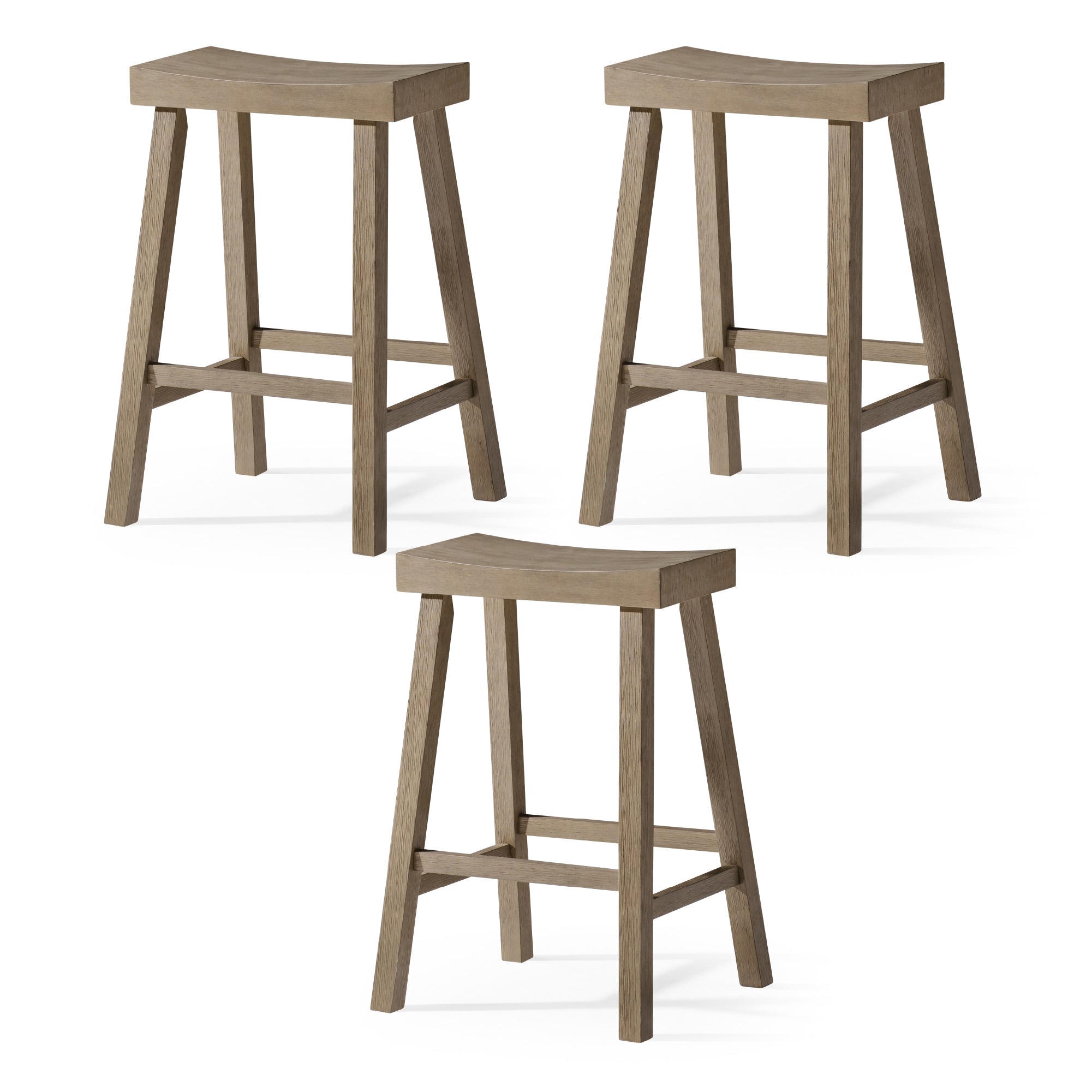 26" Vincent Counter Stool in Grey Finish (Set of 3) in Stools by Maven Lane