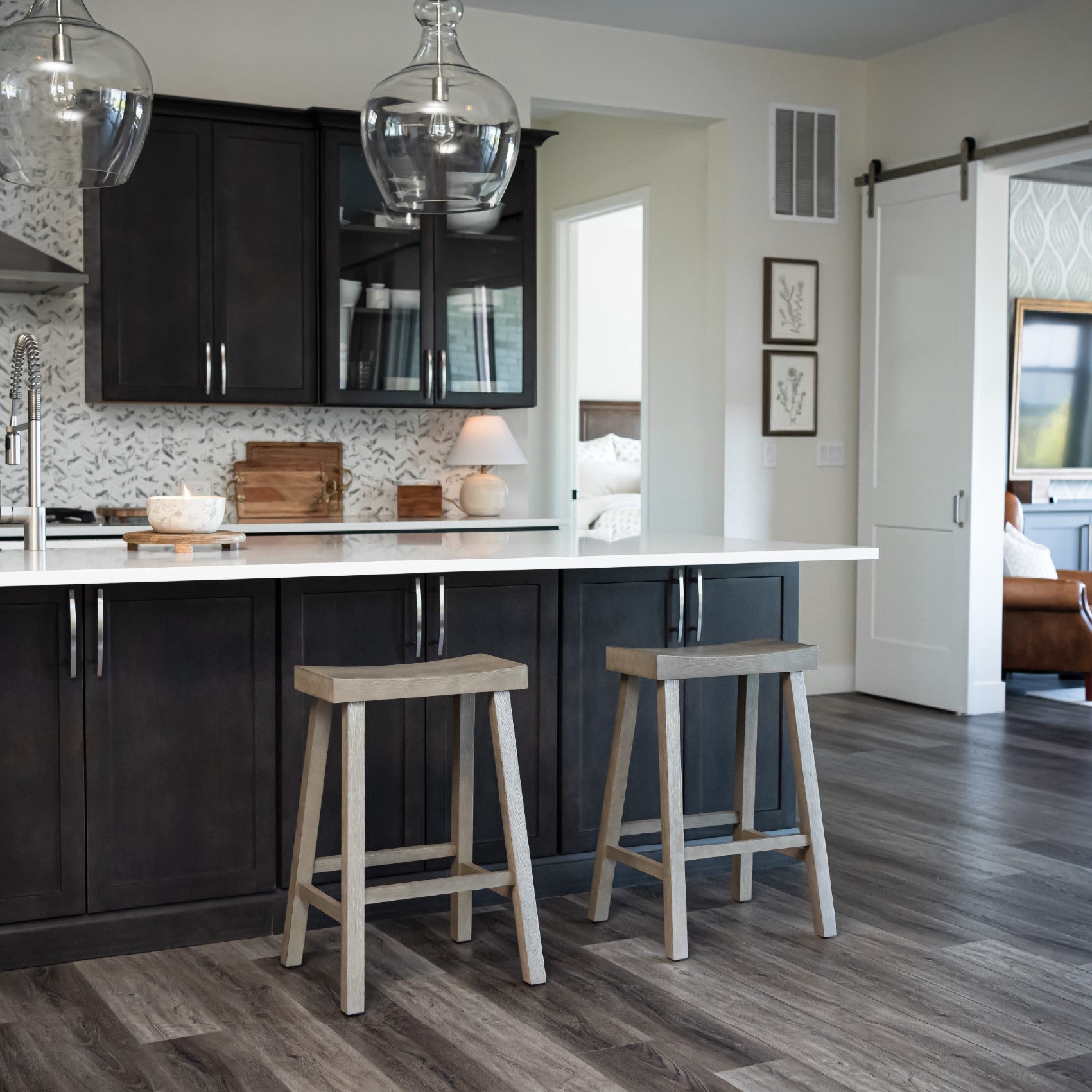 27" Vincent Counter Stool in Antiqued Grey Finish in Stools by Maven Lane