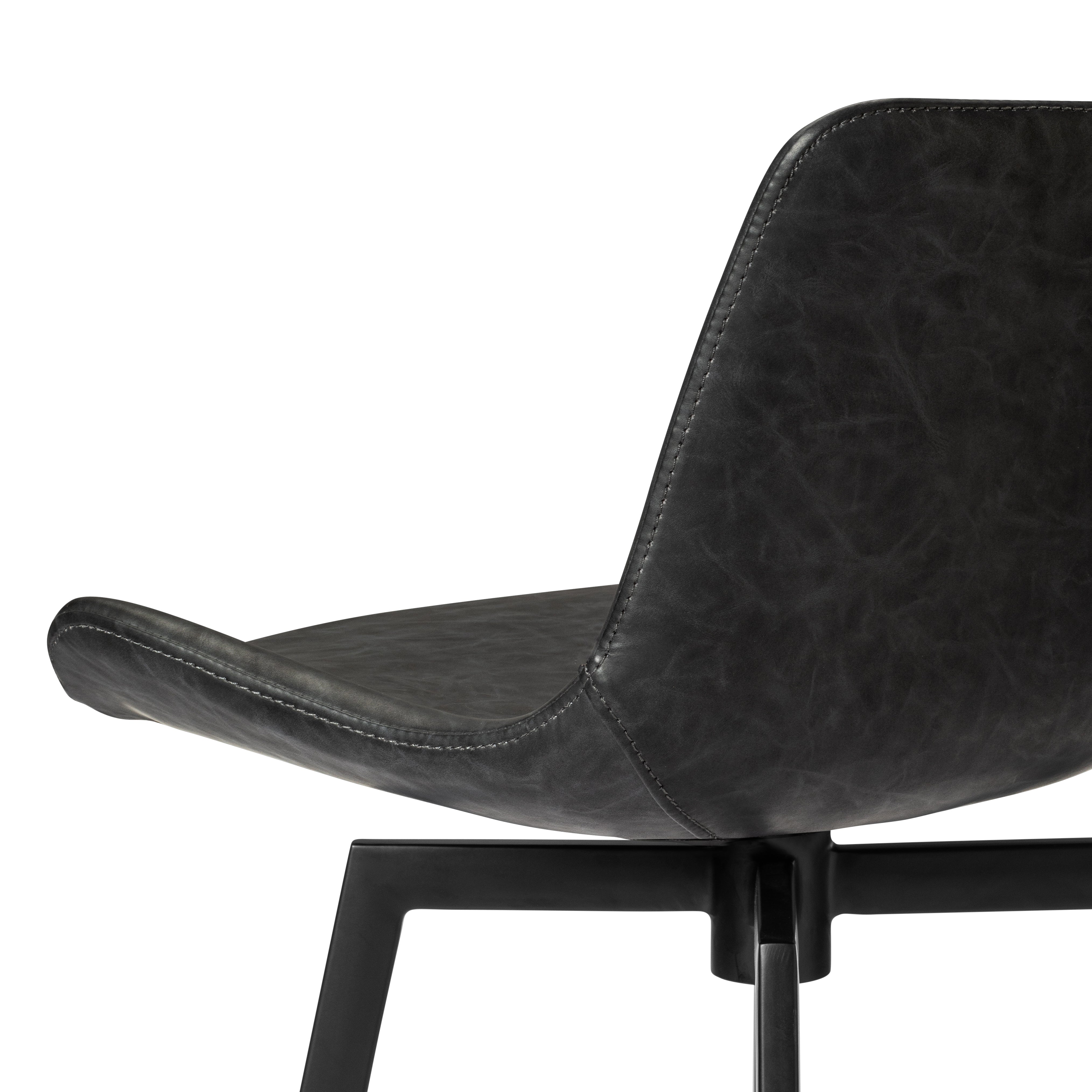 Victor Bar Stool in Black Finish with Dark Grey Faux Leather in Stools by Maven Lane