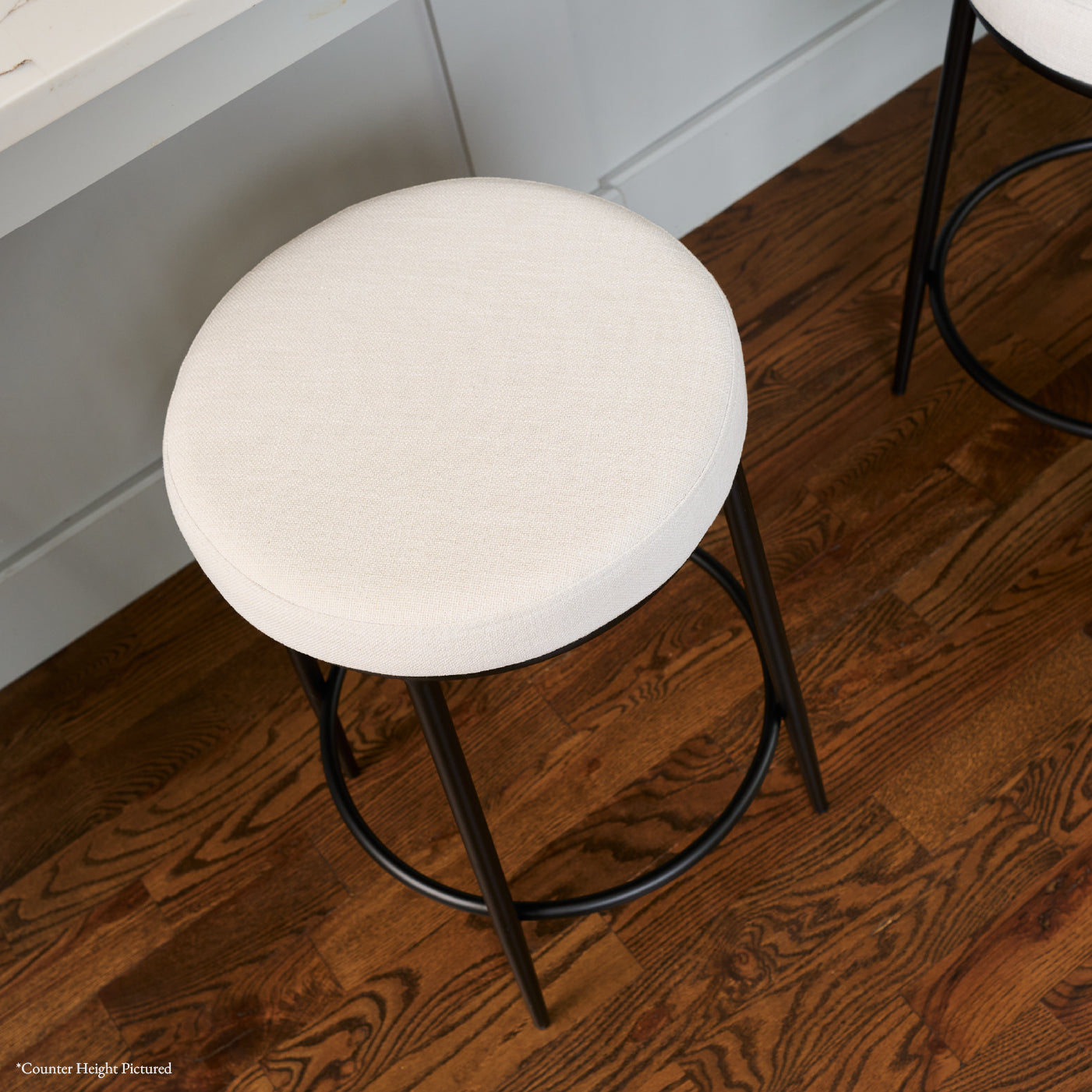 Stella Bar Stool in Black Finish with White Fabric in Stools by Maven Lane