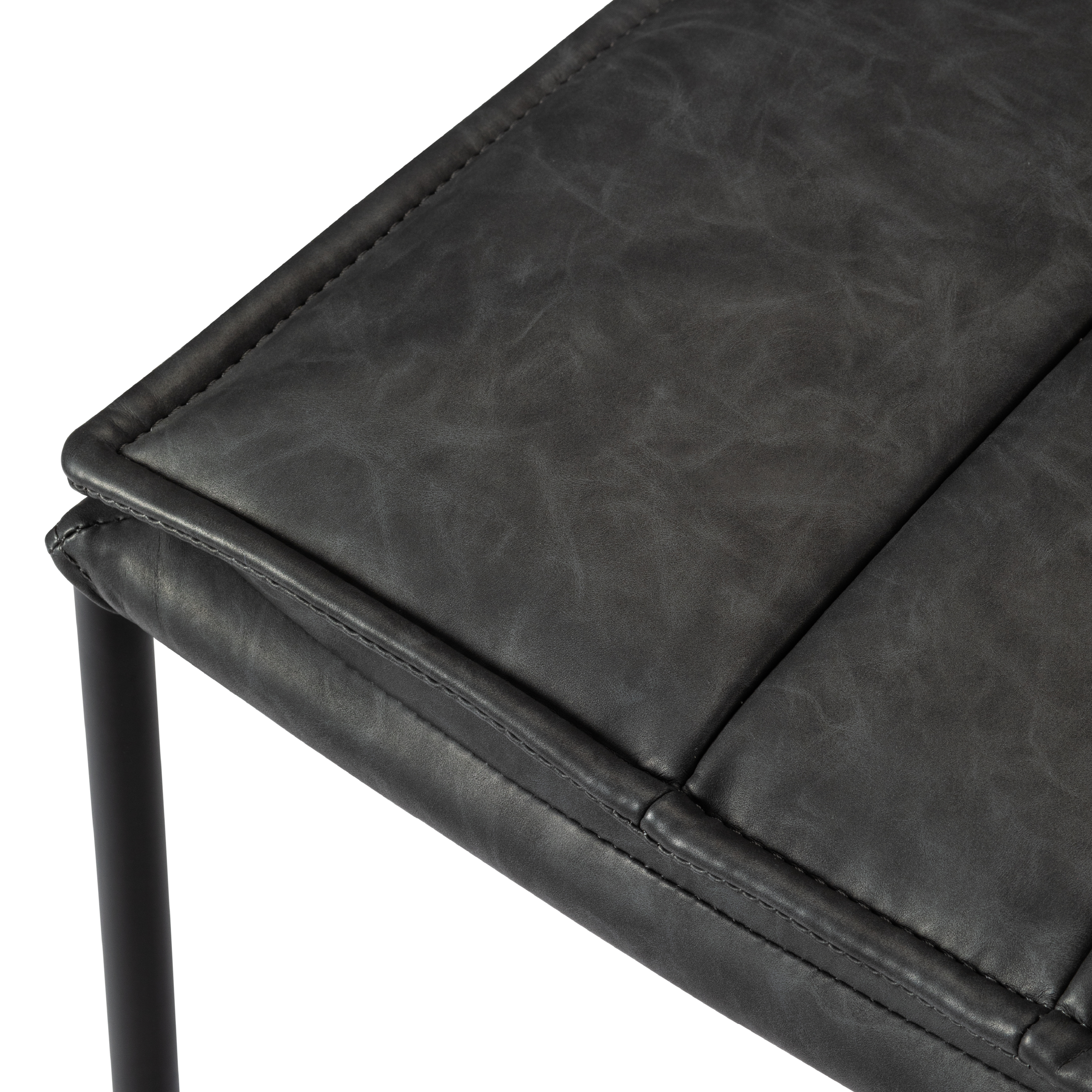 25" Gerard Counter Stool in Black Finish with Dark Grey Faux Leather (Set of 4) in Stools by Maven Lane