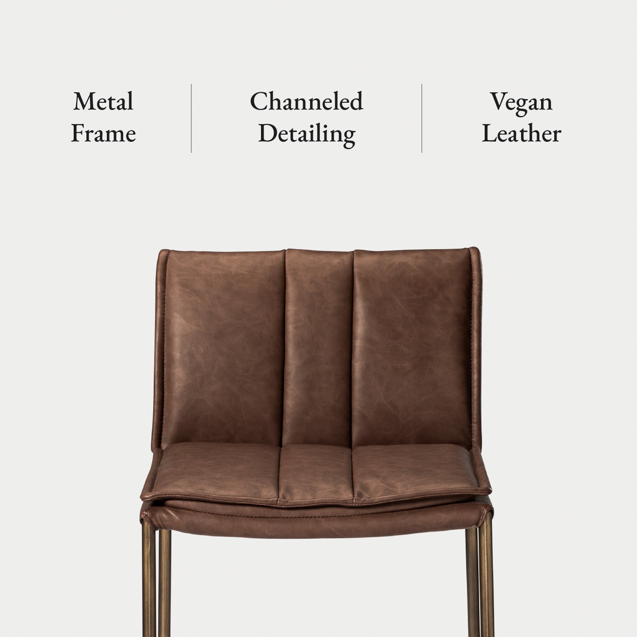 25" Gerard Counter Stool in Aged Gold Finish with Brown Faux Leather Upholstery in Stools by Maven Lane