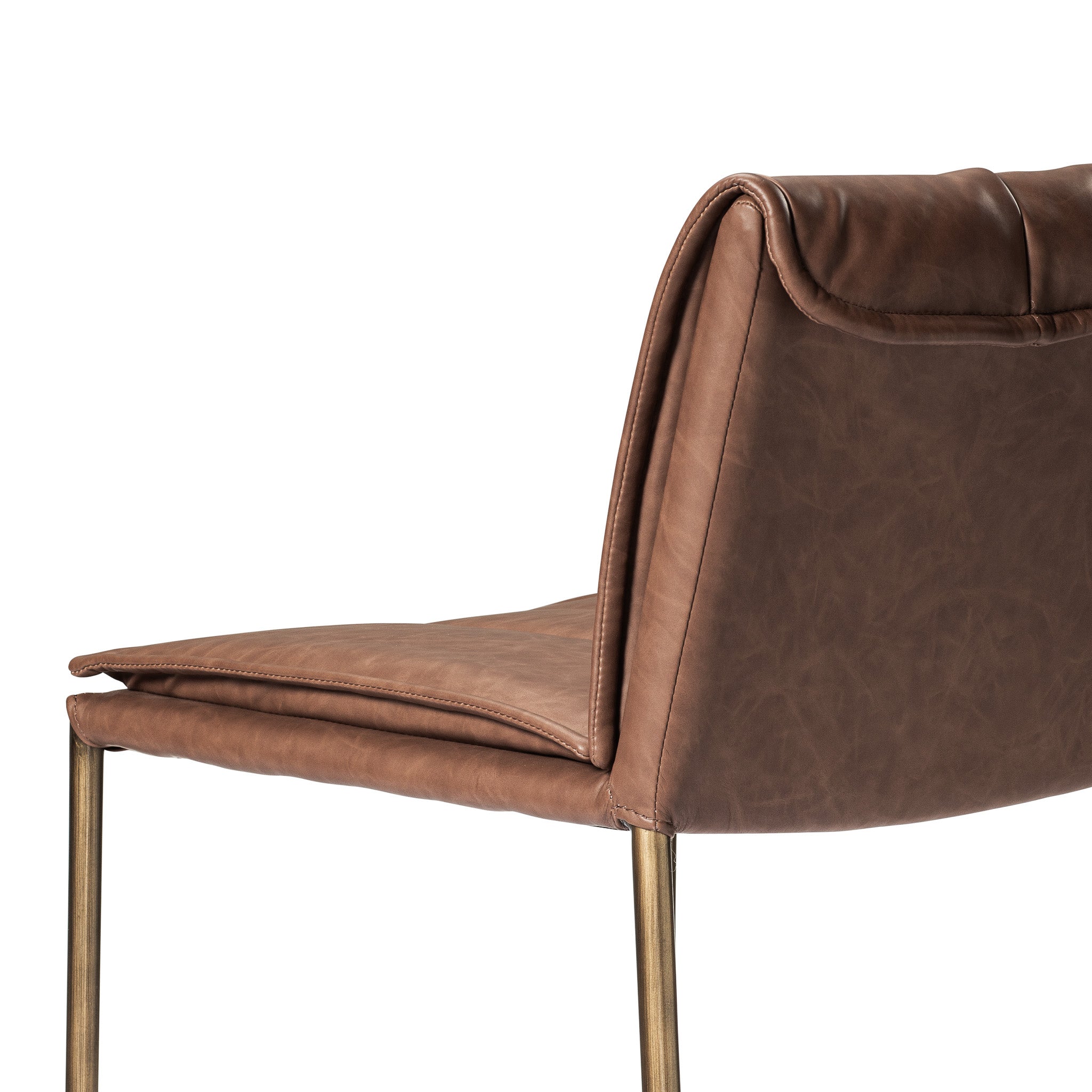 25" Gerard Counter Stool in Aged Gold Finish with Brown Faux Leather Upholstery in Stools by Maven Lane