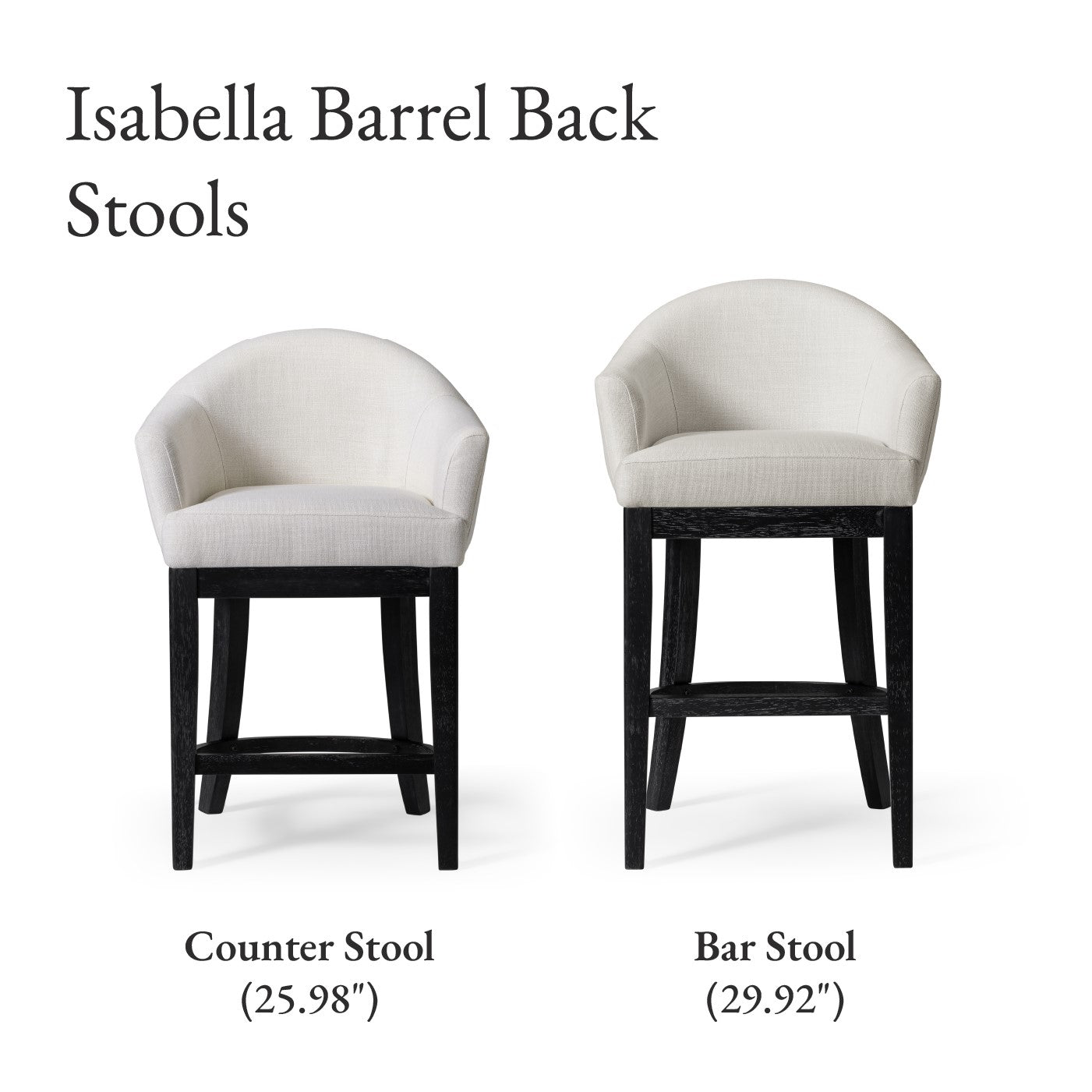 26" Isabella Swivel Counter Stool in Aged Black Finish with Snow White Fabric in Stools by Maven Lane