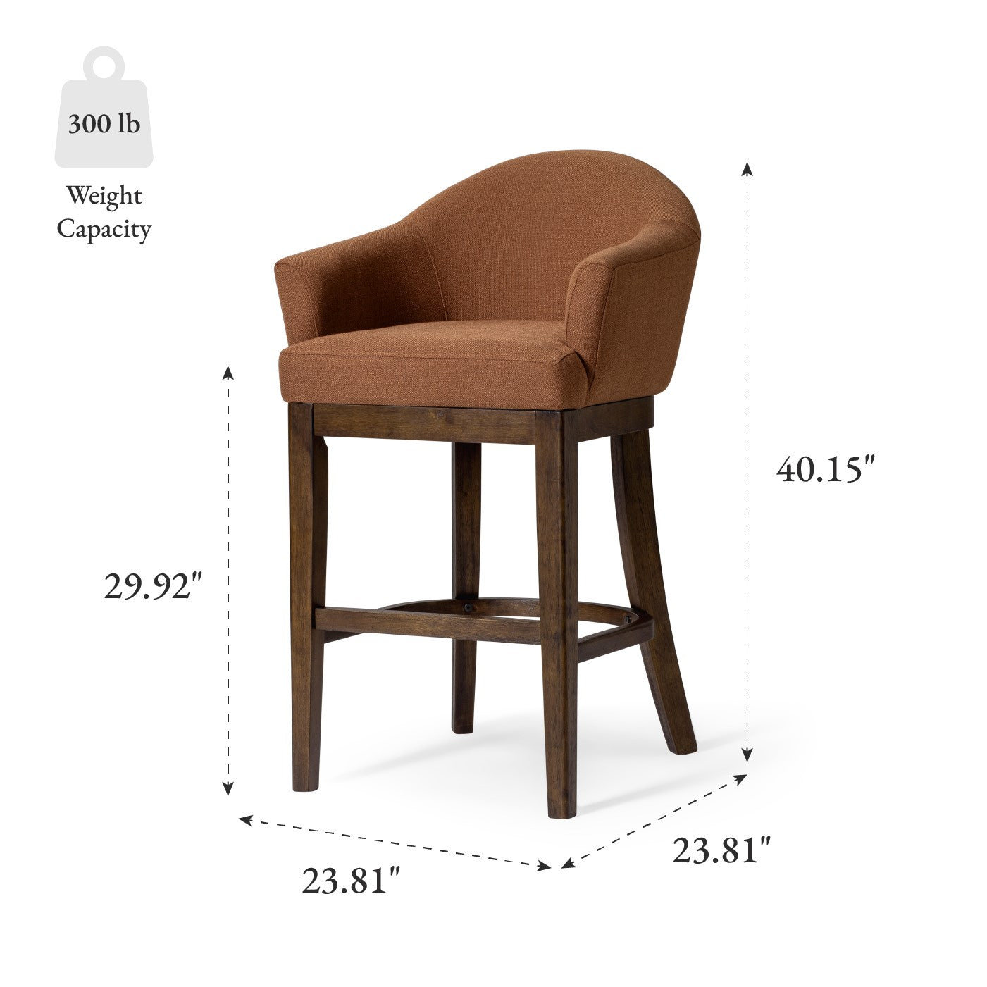 Isabella Swivel Bar Stool in Brown Finish and Brown Canvas Fabric Upholstery in Stools by Maven Lane