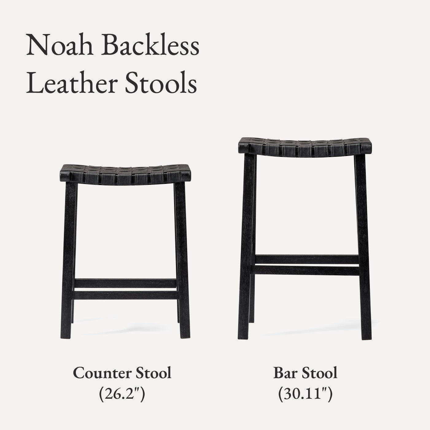 30" Noah Backless Bar Stool in Aged Black Finish with Charcoal Black Vegan Leather in Stools by Maven Lane