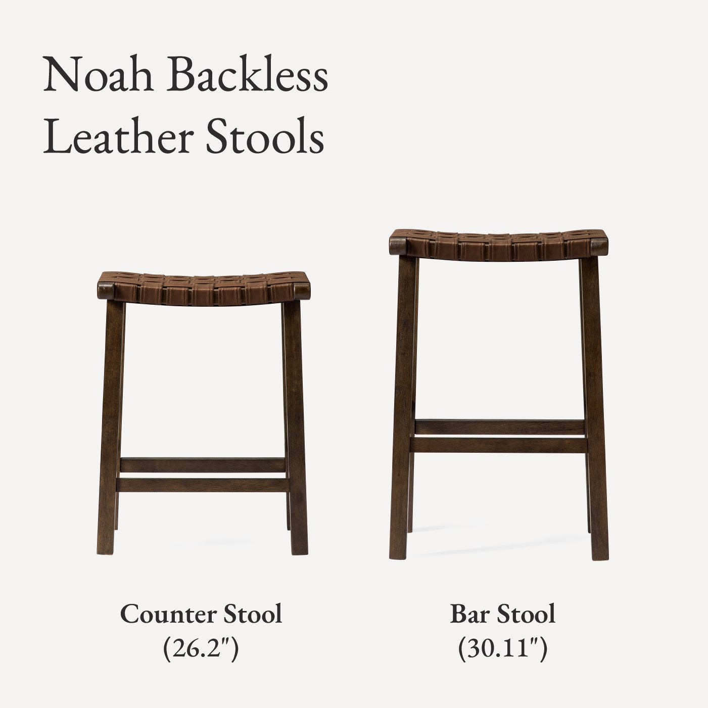 26" Noah Backless Counter Stool In Brown Finish & Brown Woven Faux Leather Seat (Set of 4) in Stools by Maven Lane