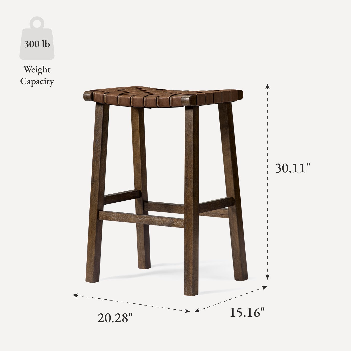 Noah Backless Bar Stool In Brown Finish & Brown Woven Faux Leather Seat in Stools by Maven Lane