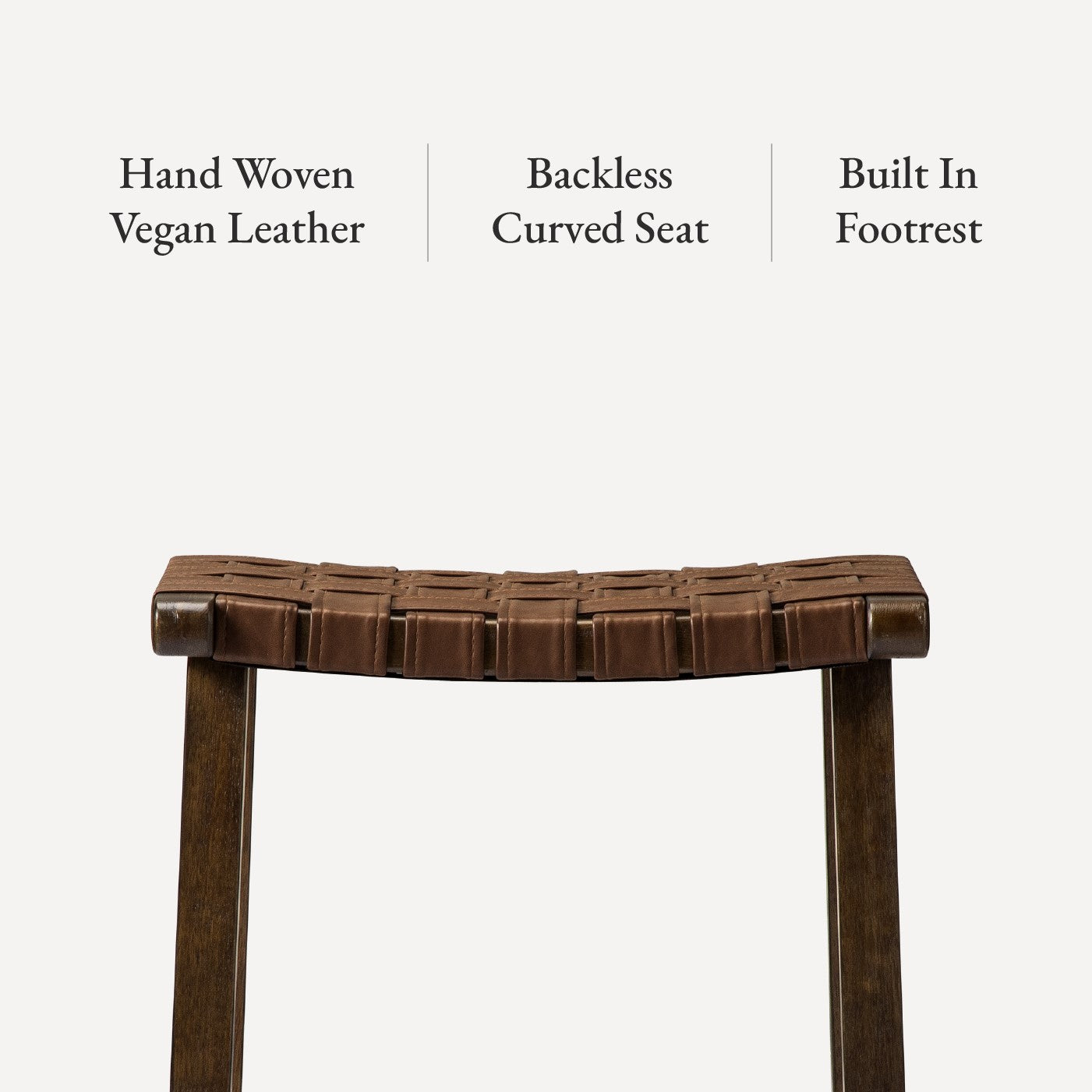 Noah Backless Bar Stool In Brown Finish & Brown Woven Faux Leather Seat in Stools by Maven Lane
