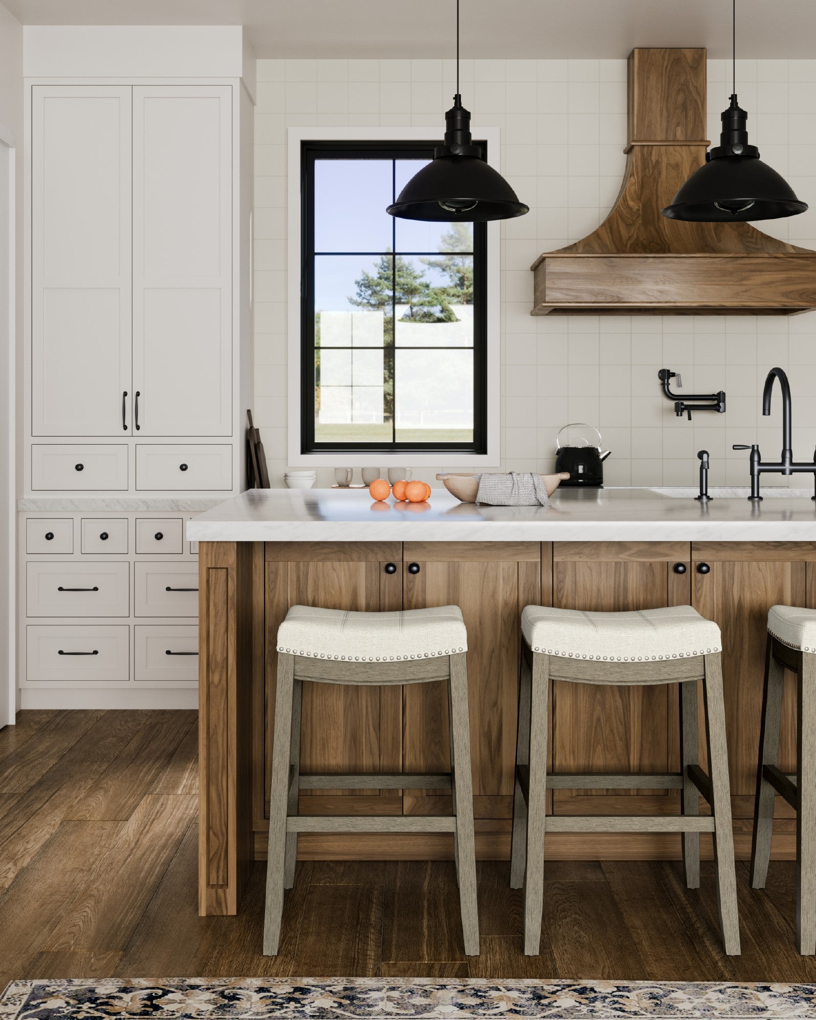 31" Sophia Bar Stool in Grey Finish and Grey Fabric Upholstery in Stools by Maven Lane