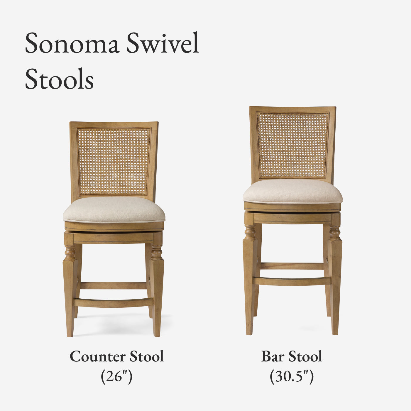 26" Sonoma Swivel Counter Stool in Natural Finish and Beige Fabric in Stools by Maven Lane