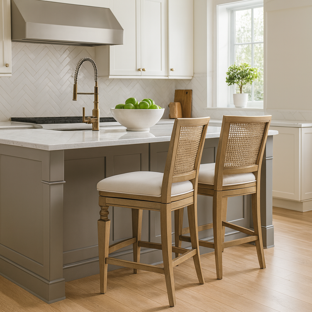 26" Sonoma Swivel Counter Stool in Natural Finish and Beige Fabric in Stools by Maven Lane