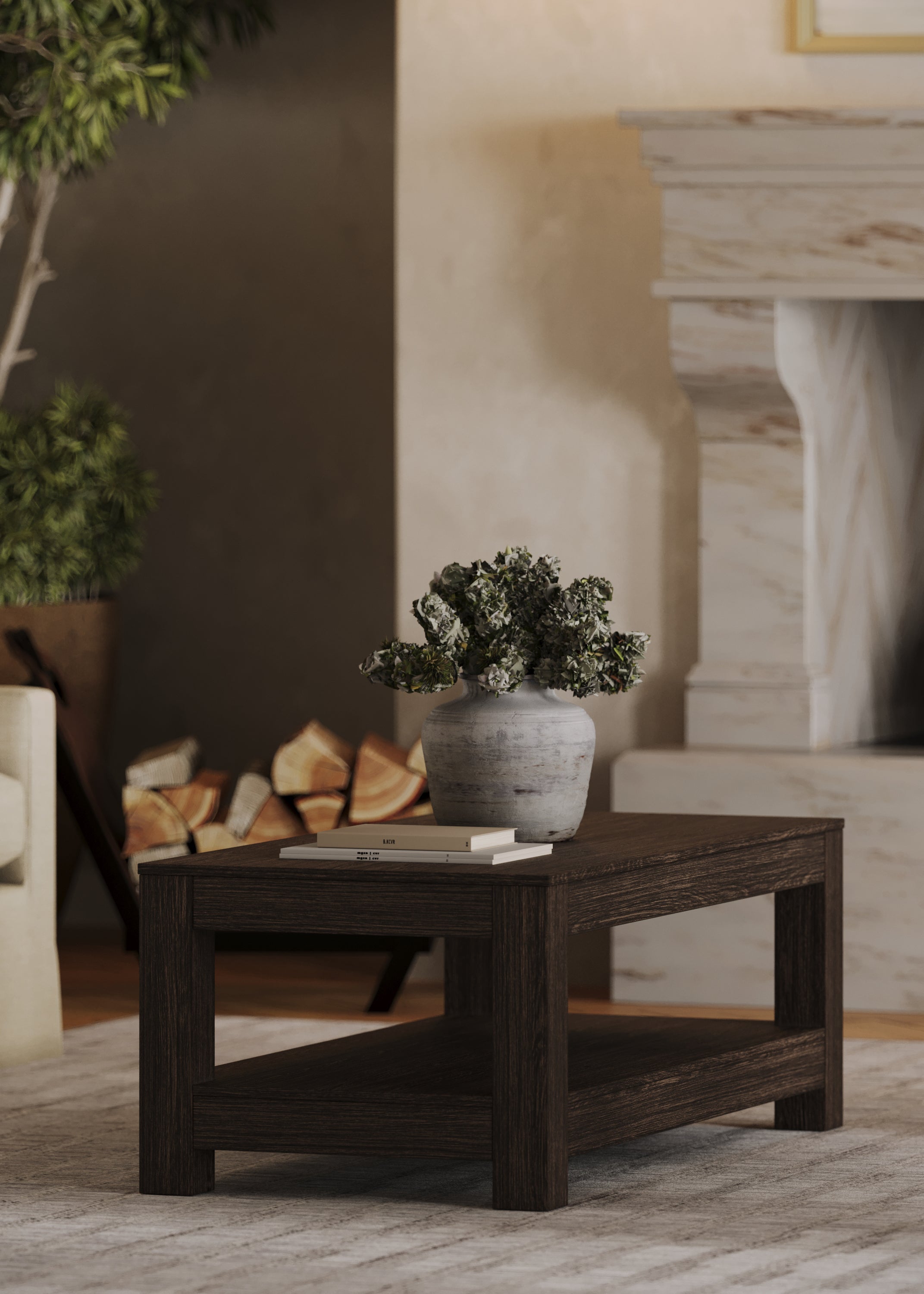 Paulo Wooden Coffee Table in Weathered Brown Finish in Accent Tables by Maven Lane