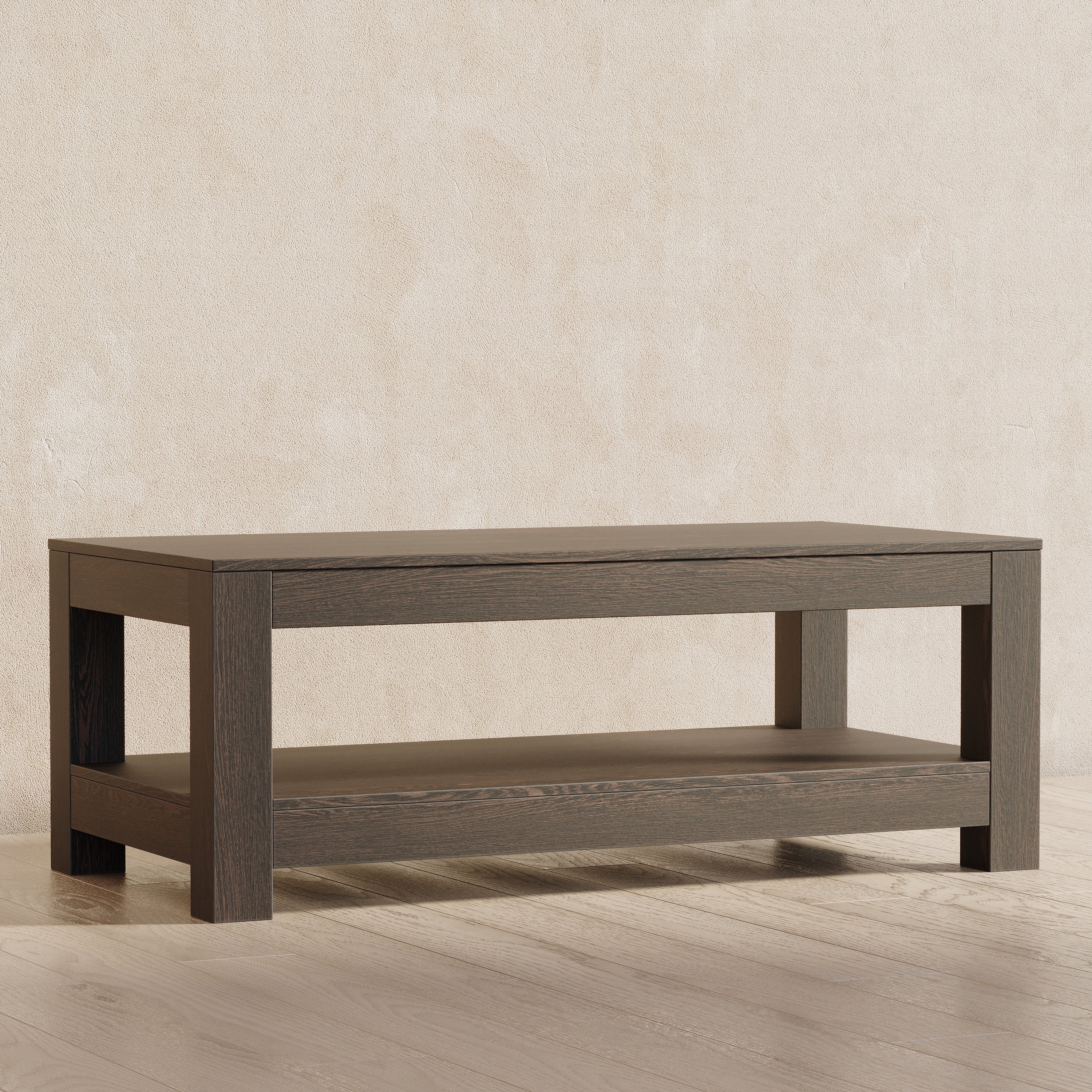 Paulo Wooden Coffee Table in Weathered Brown Finish in Accent Tables by Maven Lane