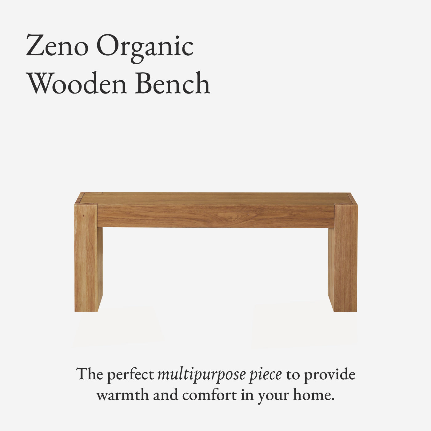 Zeno Organic Wooden Bench in Weathered Natural Finish in Bench by Maven Lane