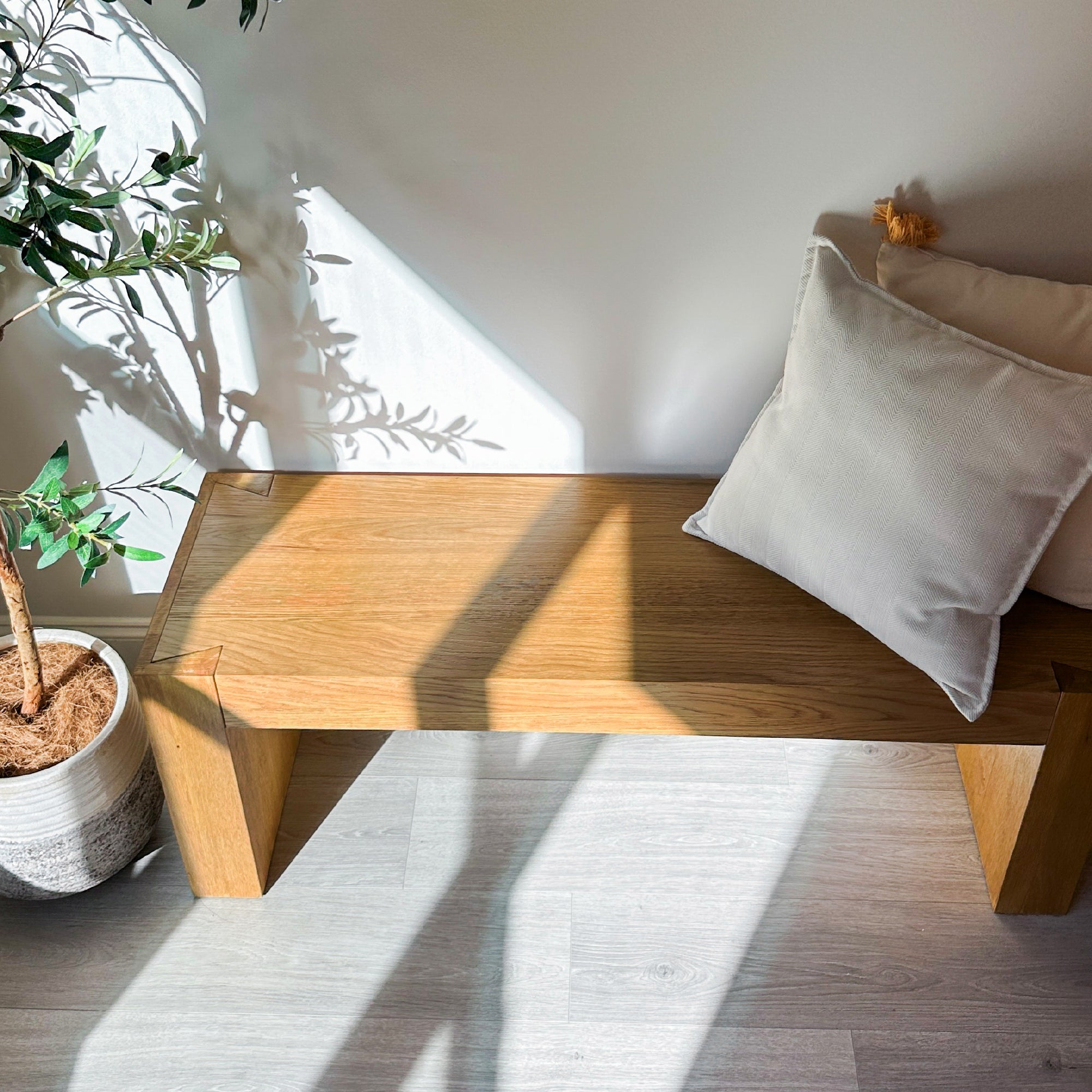 Zeno Wooden Bench in Natural Finish in Bench by Maven Lane