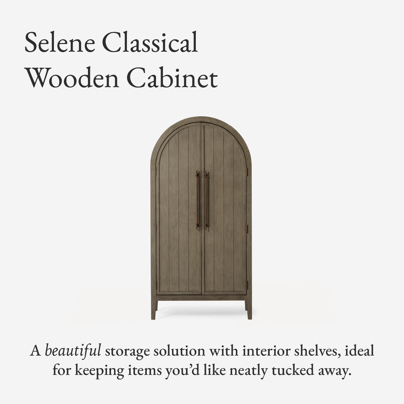 Selene Arched Wooden Cabinet in Grey Finish in Storage Cabinet by Maven Lane