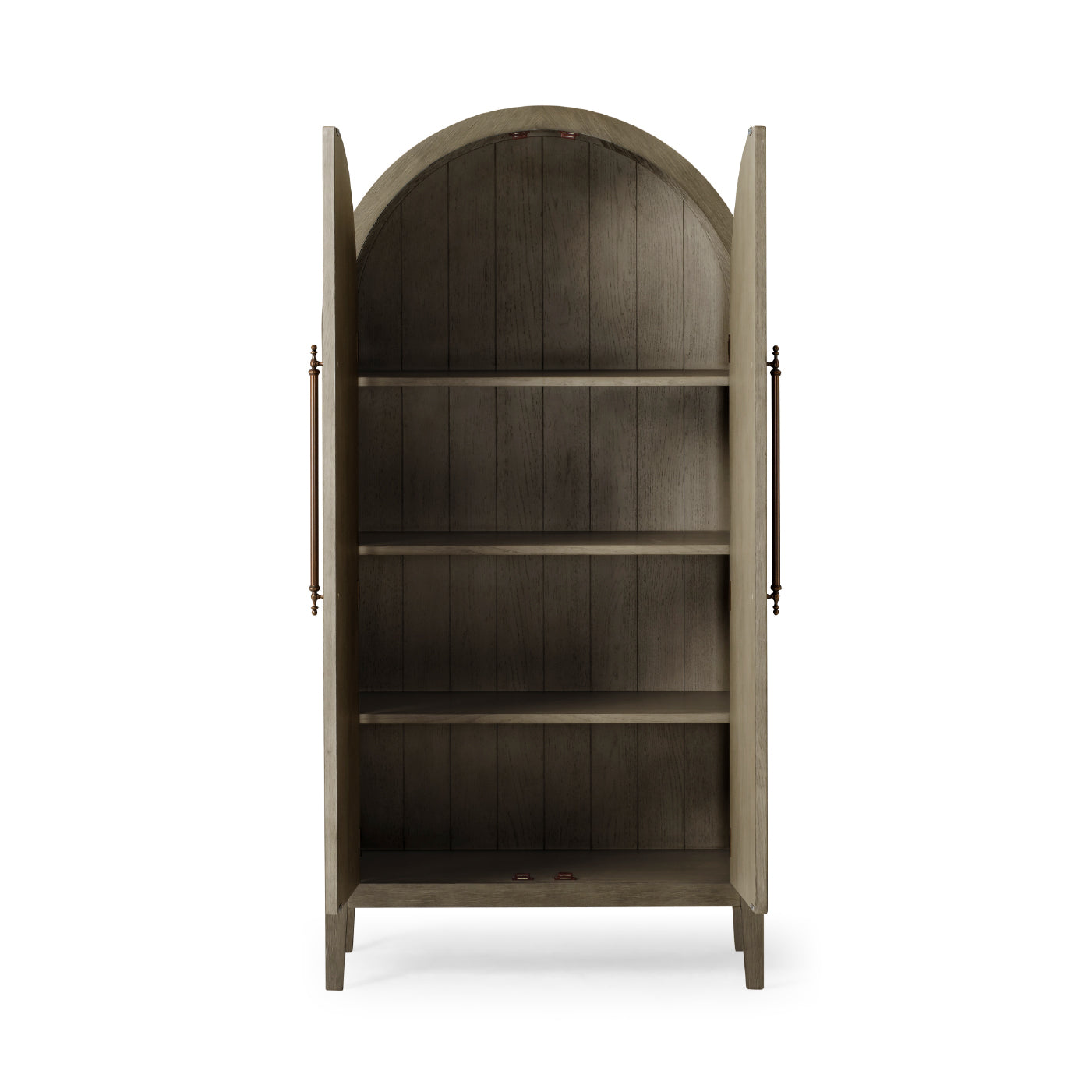 Selene Arched Wooden Cabinet in Grey Finish in Storage Cabinet by Maven Lane