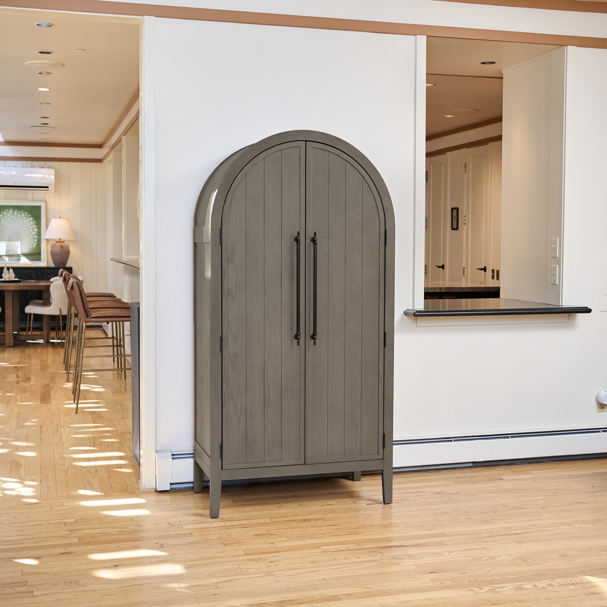 Selene Arched Wooden Cabinet in Grey Finish in Storage Cabinet by Maven Lane