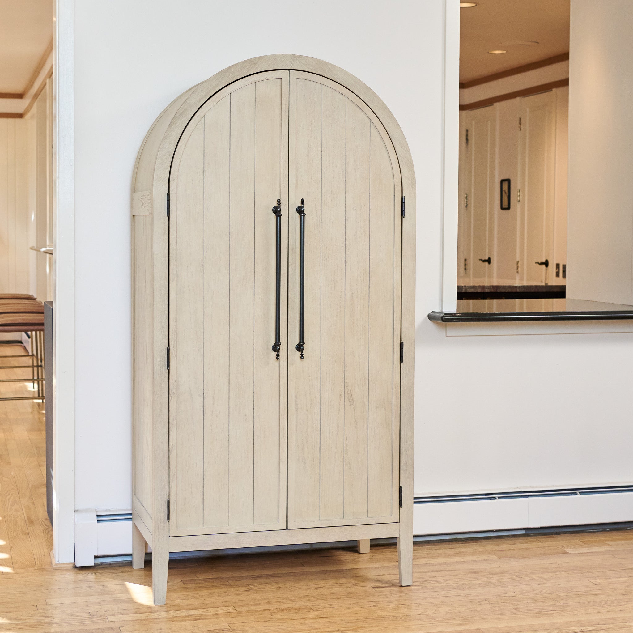 Selene Arched Wooden Cabinet in Cream Finish in Storage Cabinet by Maven Lane