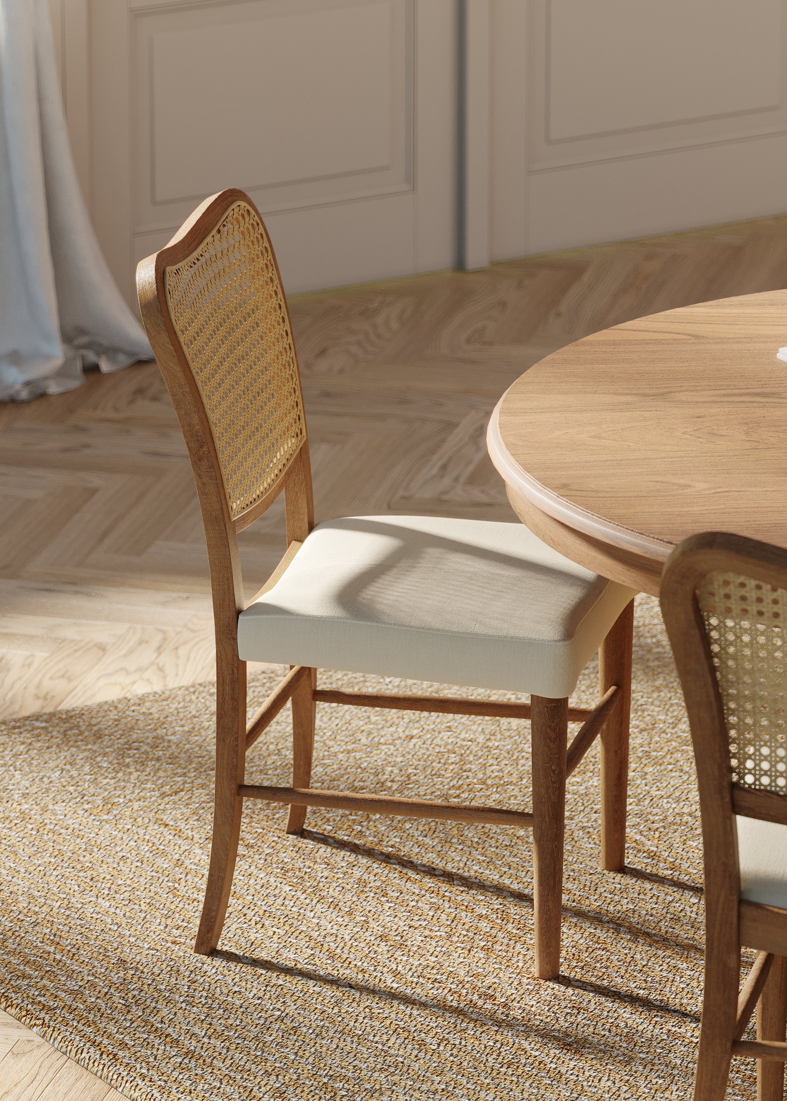 Vera Dining Chair in Aged Natural with Taupe Linen Fabric, Set of 2 in Dining Chair by Maven Lane