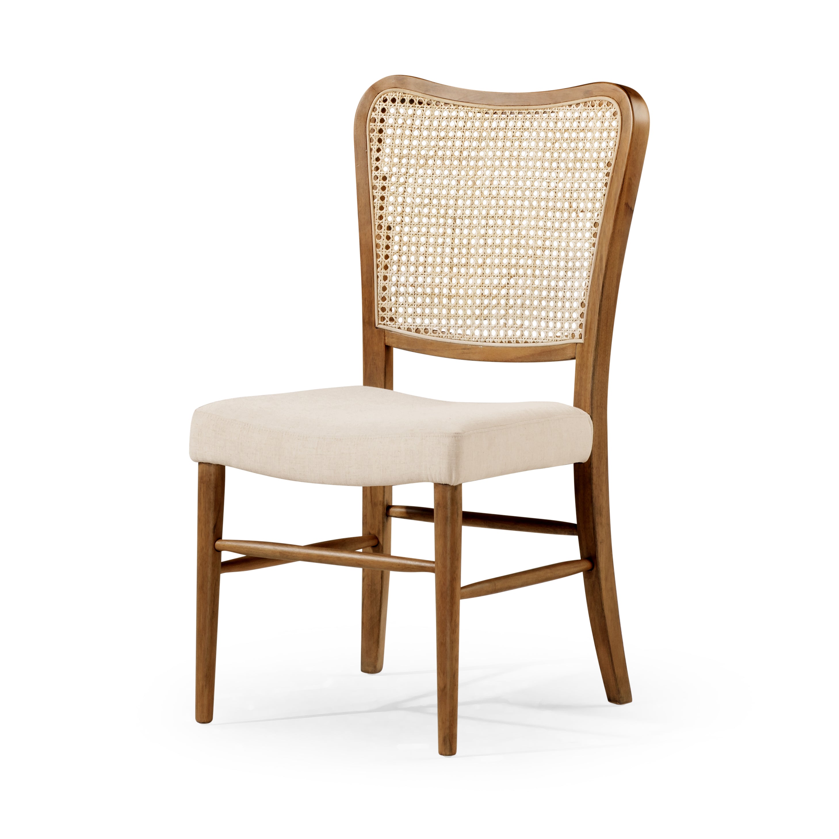 Vera Dining Chair in Aged Natural with Taupe Linen Fabric, Set of 2 in Dining Chair by Maven Lane