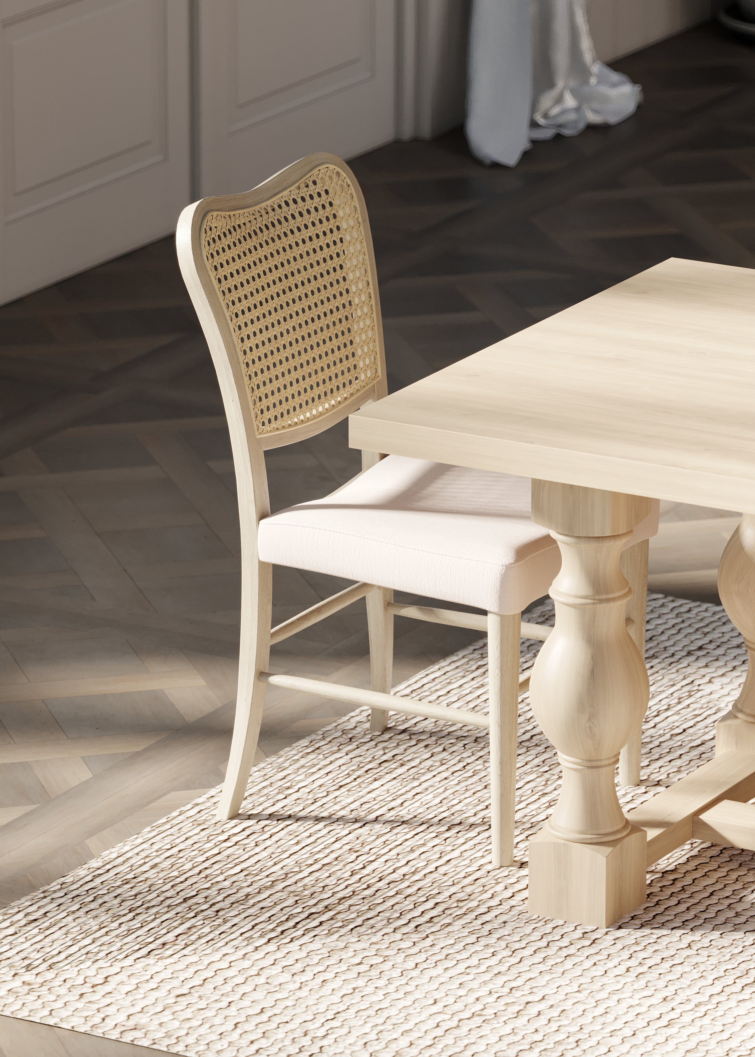 Vera Dining Chair in Cream Finish and Weave Fabric, Set of 2 in Dining Chair by Maven Lane